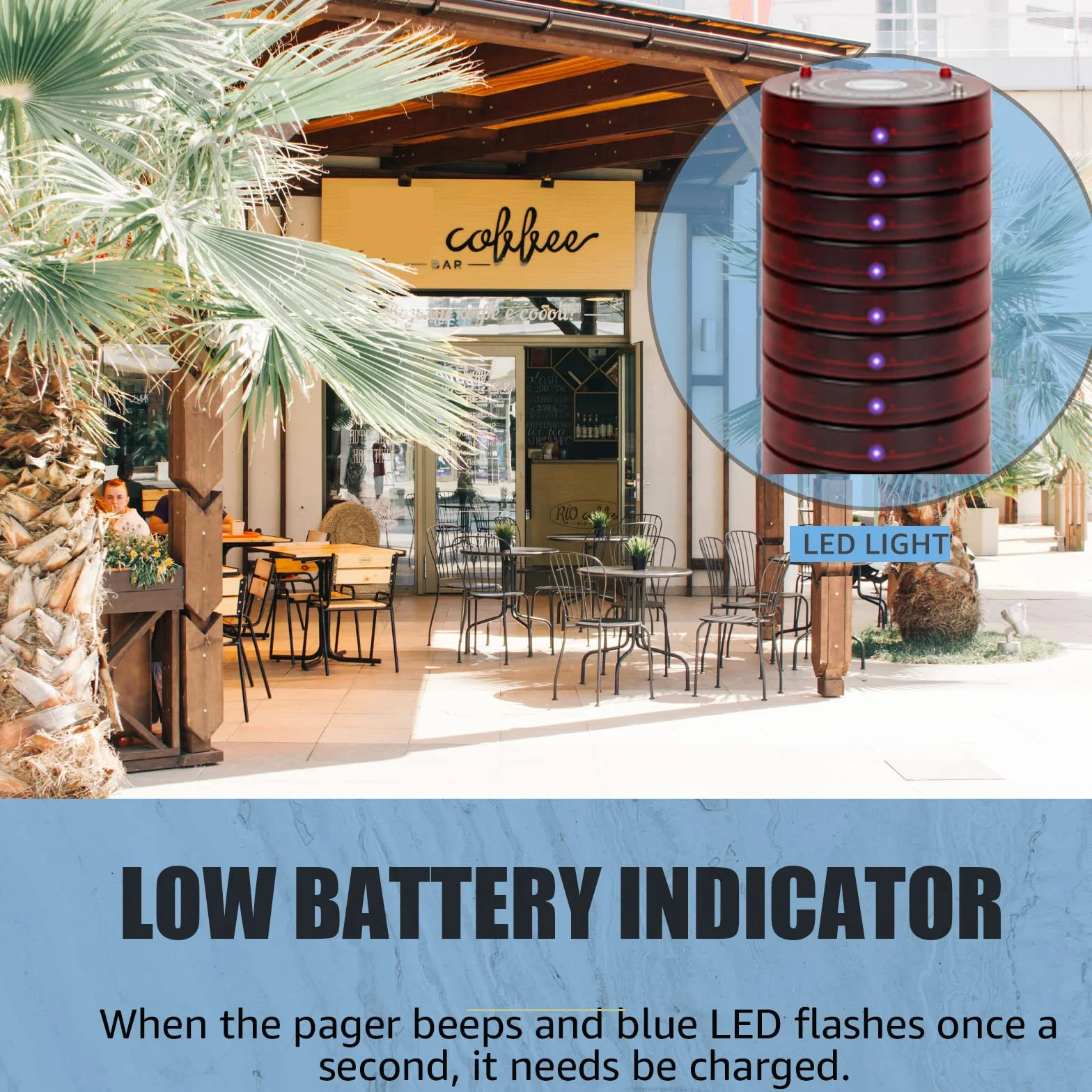 Retekess TD165 Cercapersone Ristorante Wireless, 300M 999 Canali Pager Ristorante, 3 Modalità di Chiamata, Indicatore di Batteria Scarica, Chiama persone Ristorante, Bar, Fabbrica, Clinica