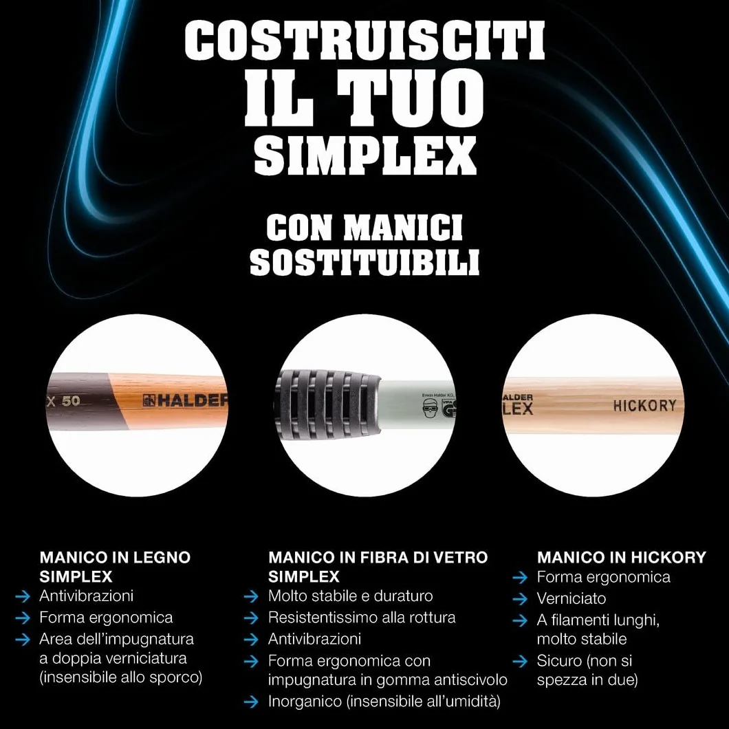 Halder 3089080 mazzuola martello in nylon/metallo morbido in acciaio inossidabile, multicolore, 80 mm