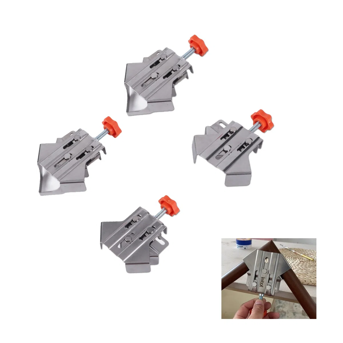 4Pcs Morsetto d'angolo in acciaio inox aperto chiuso regolabile a 90 gradi ad angolo retto per la lavorazione del legno