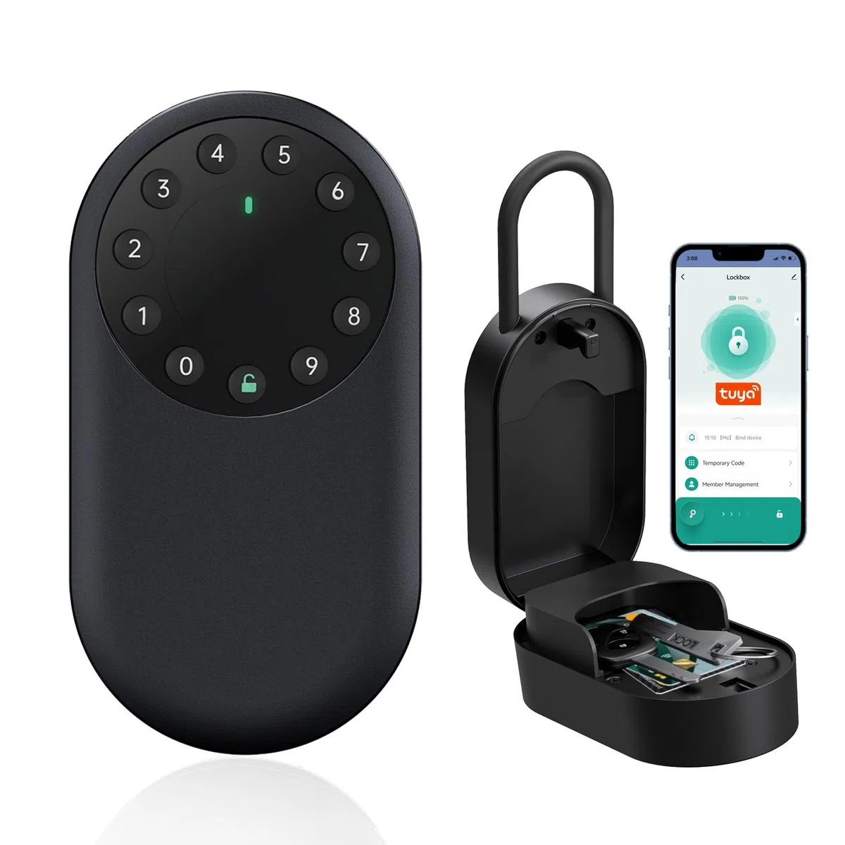 SEPOX Smart Key Lockbox, cassetta di sicurezza portatile e da parete per esterni, con Bluetooth e controllo tramite app, in alluminio, resistente alle intemperie, tastiera anti-peep, gancio rimovibile