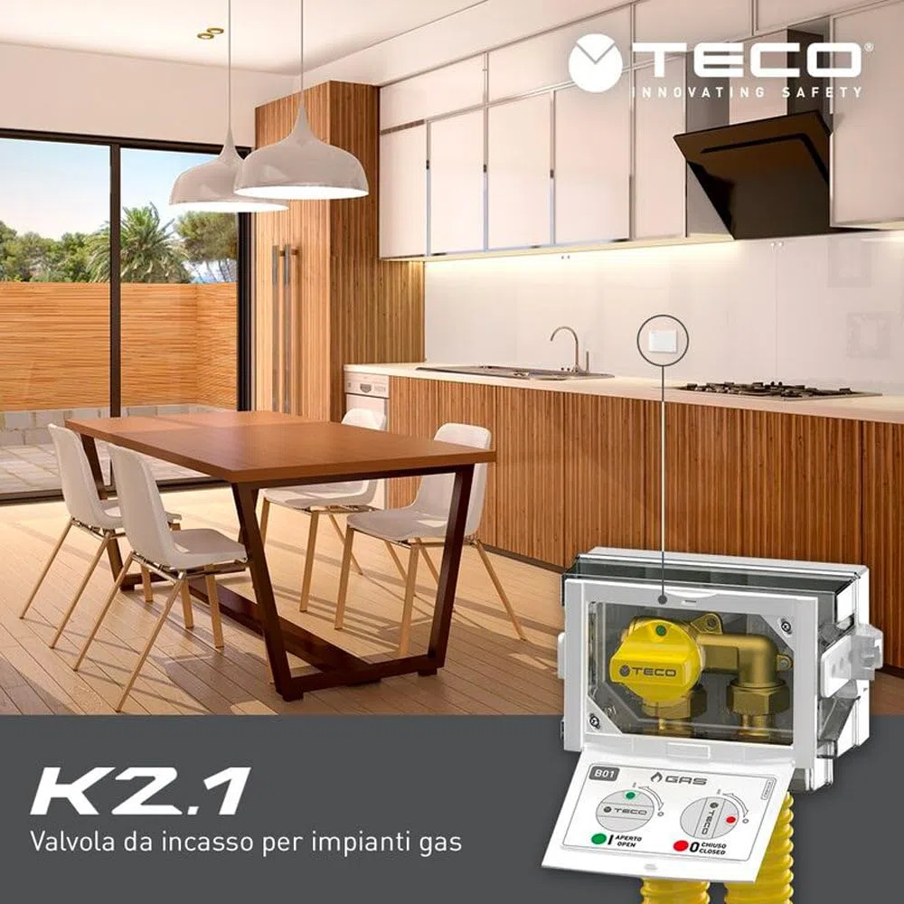 Rubinetto di intercettazione Teco gas da incasso a 'U' K2.1