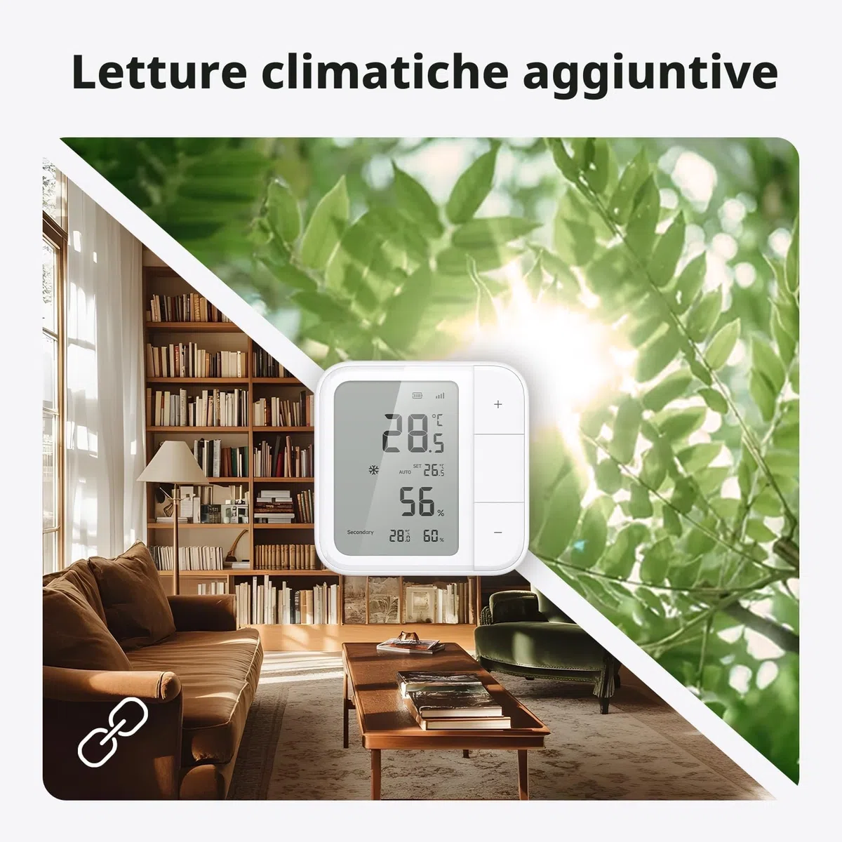 Aqara Termostato Ambiente W100 Thread/Zigbee, Monitoraggio della Temperatura e dell'Umidità, Wireless, Controllo Remoto HVAC, 3 Pulsanti Personalizzabili, Funziona con HomeKit, Alexa, Google