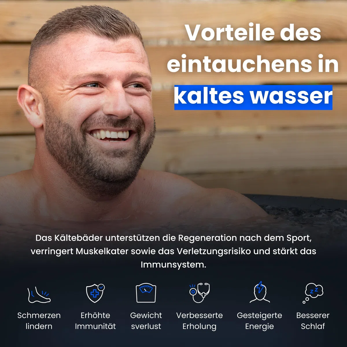 The Cold Pod - Bagnetta da bagno gonfiabile per atleti con coperchio, portatile, per crioterapia, gonfiabile, per interni ed esterni, per adulti (90 cm)