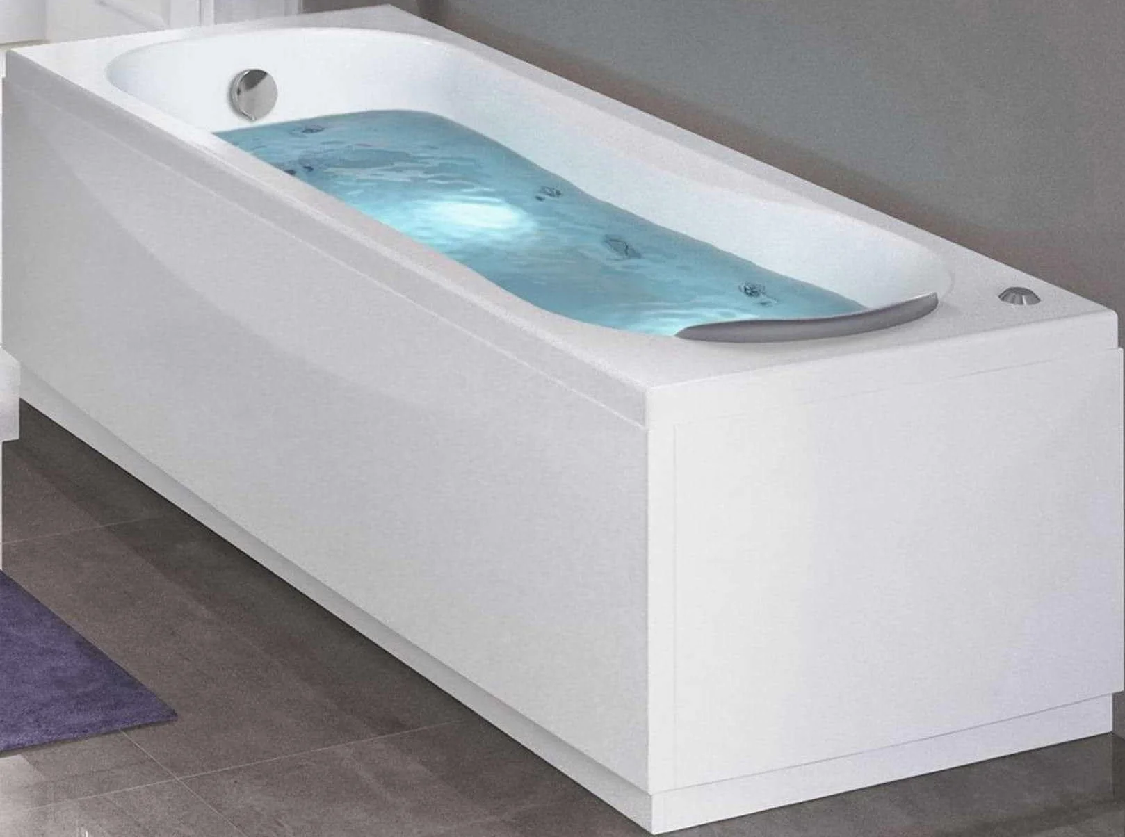 Vasca Bagno Idromassaggio Pneumatico Rettangolare Novellini Calypso Eco 170x70xH55 cm 170 LT Colonna 1 Pannello Frontale 1 Laterale Reversibili Idro Telaio Rinforzato Acrilico Bianco Lucido