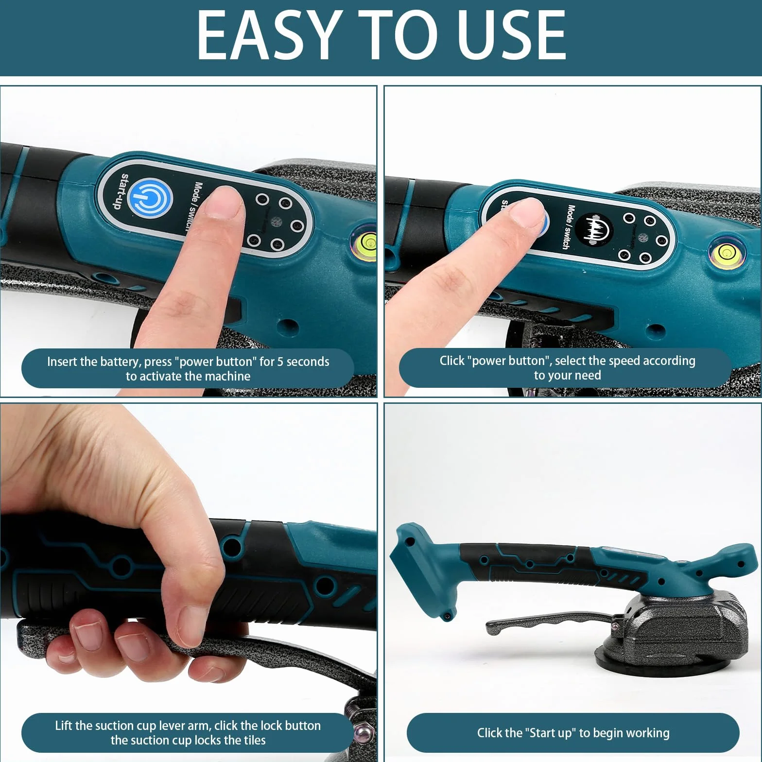 Vibratore Per Piastrelle Compatibile Con Makita 18 V, Vibratore Per Piastrelle Con Ventosa Da 4,7", 5 Marce, Velocità Regolabile, Capacità Di 60 Kg, Adatto Per 39 X 39 Pollici E Inferiori
