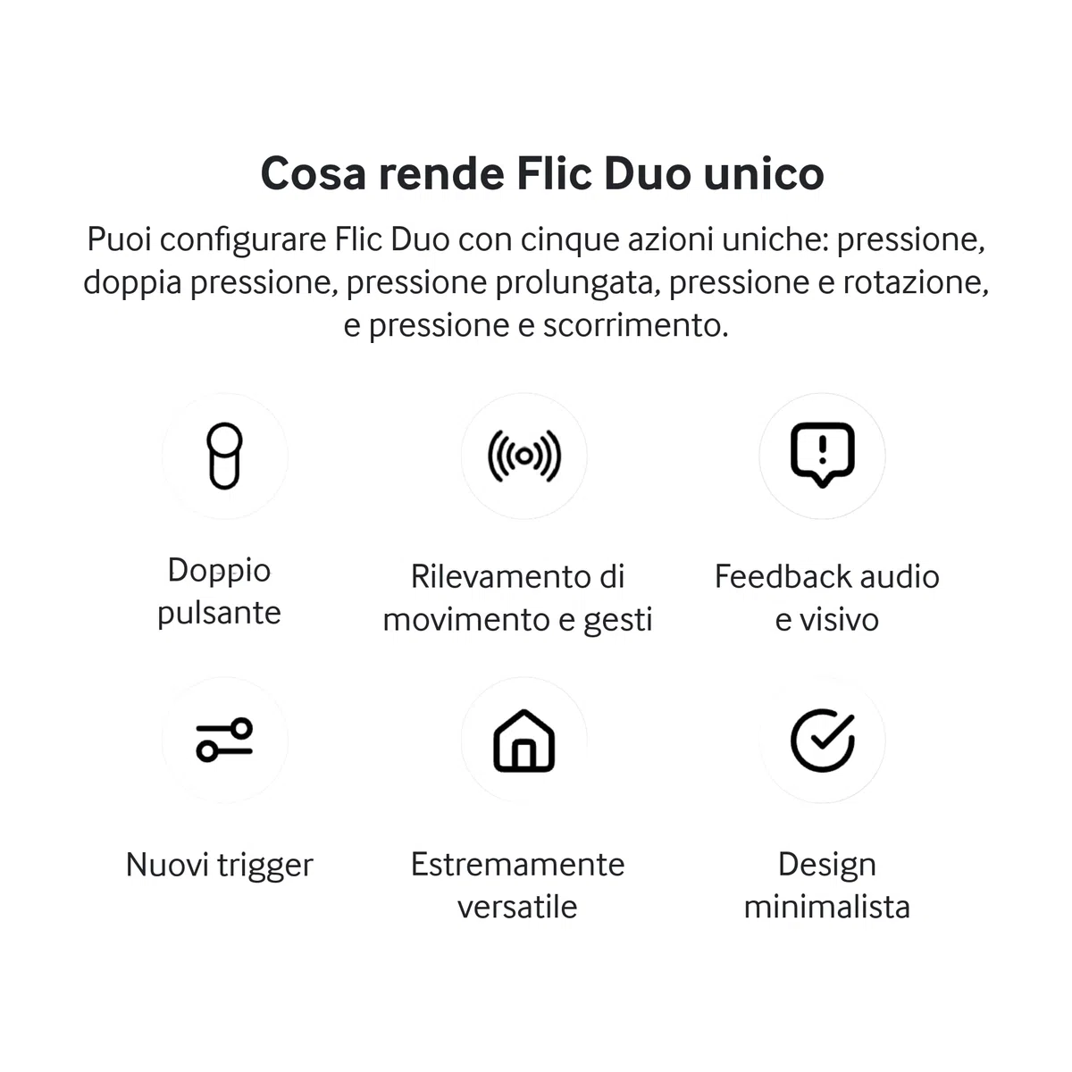 Flic Duo | Controller Smart Home | Funziona con Matter, Alexa, SmartThings, Sonos, Homey attraverso qualsiasi Flic Hub (bianco)