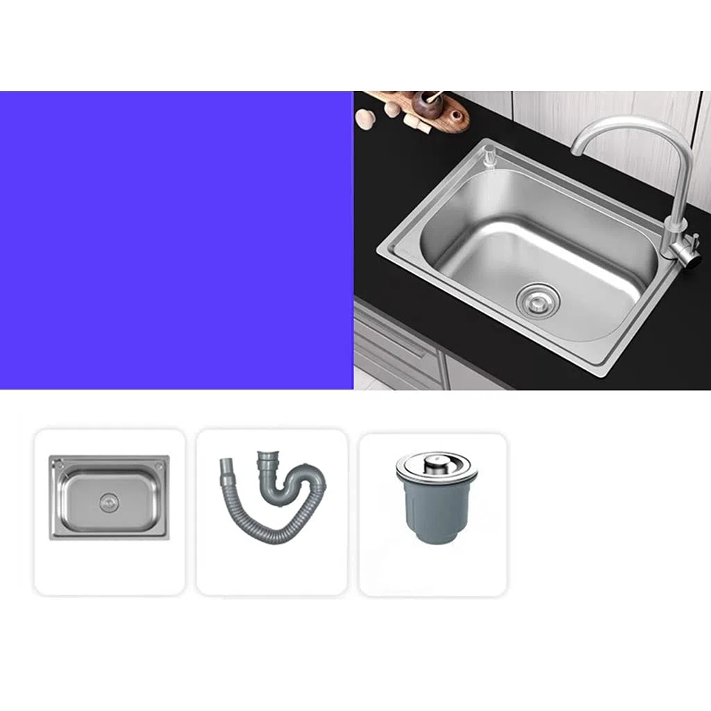 Lavelli da Cucina Arredi per la Cucina Lavello da Bar Multifunzione in Acciaio Inox 304 Lavello per Lavaggio Verdure per Uso Domestico Argento Postazione di Lavoro con ripiano Vasca Singola