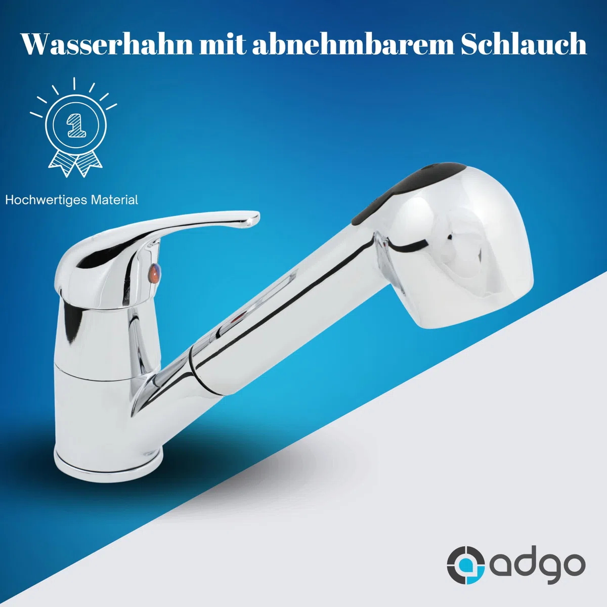 ADGO Lavello da Cucina a Camera Profonda per Uso Domestico con Batteria, Rubinetto e Contenitore per Dispenser di Sapone, per Giardino, Garage, Cantina, Bagni, Officina, Fabbrica Industriale, Bianco