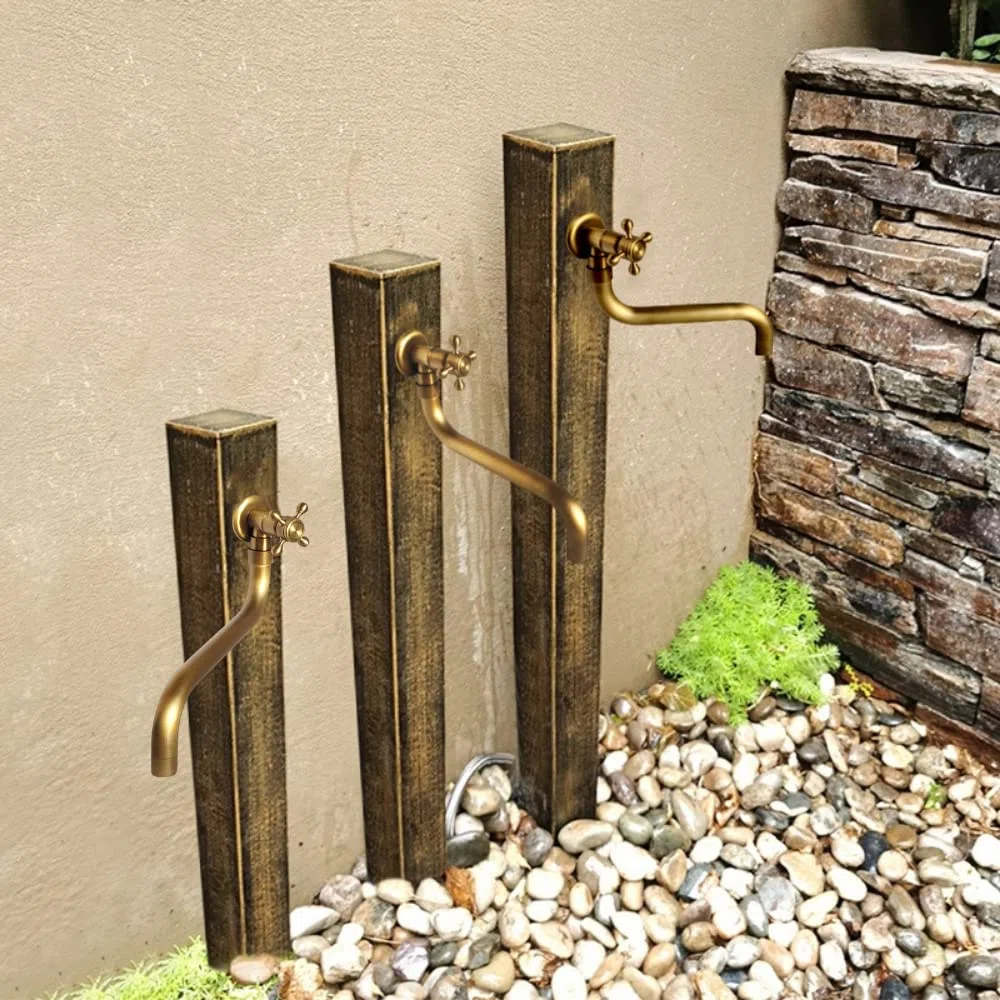 Rubinetto Giardino,Rubinetto in Ottone Anticato per Lavandino Cucina Bagno Lavabo Mop Pool, Rubinetti Acqua Fredda Girevole con Maniglia a Croce Interfaccia G1/2,SL-0602