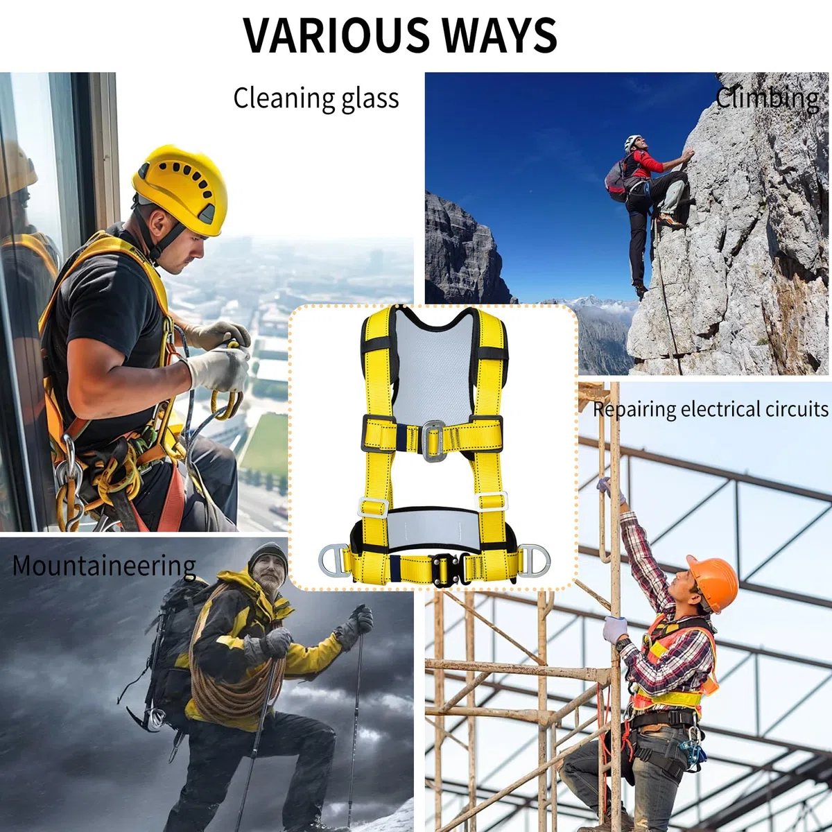 Imbracatura di Sicurezza Anticaduta, Imbracatura Anticaduta con Spallaccio Staccabile Carico 90 kg, Ergonomica Regolabile Imbrago per il servizio di soccorso alpino all'aperto