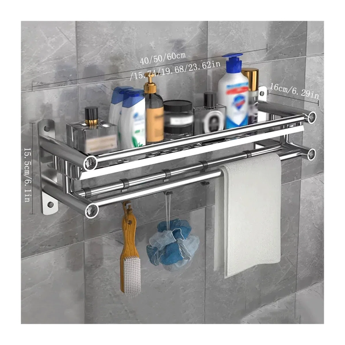 LUUYYI Mensola da bagno Scaffale portaoggetti da bagno Scaffale a parete monostrato in acciaio inox rack portaoggetti per tavolo da lavaggio prodotti per la cura della pelle, semplice scaffale