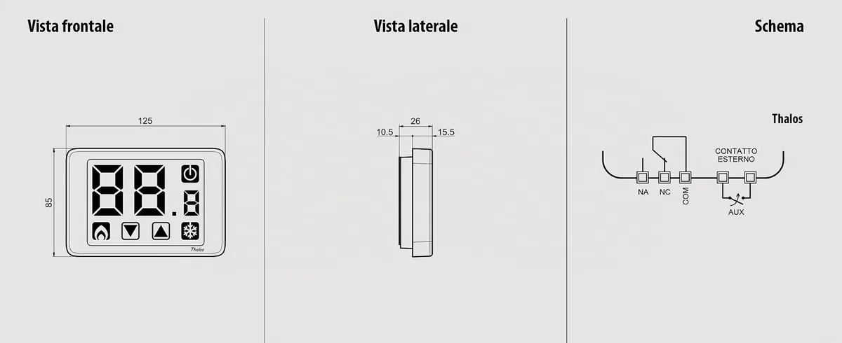VEMER VE433900 THALOS - Termostato Digitale da Parete, Display Touch Screen, Alimentazione a Batterie, Nero