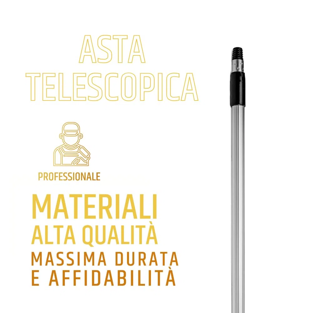 PENNELLIFICIO 2000 | Asta Telescopica Allungabile in Alluminio per Rullo, Completa di Cono, Superleggera, Indicata per Verniciare, Lunghezza da 110 cm a 200 cm - Made in Italy