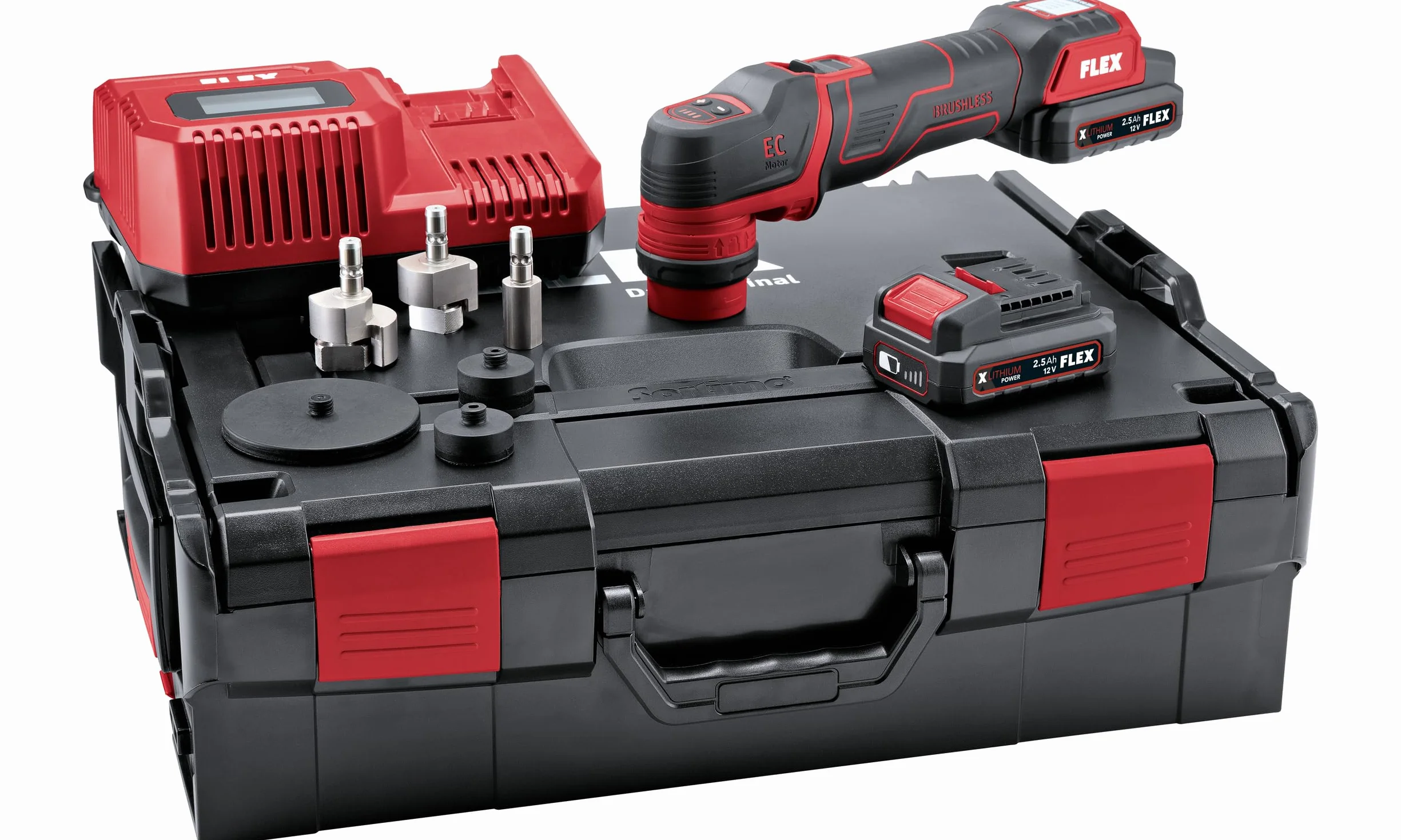 FLEX Lucidatrice a batteria PXE 80 10.8-EC, lucidatrice con azionamenti rotativi ed eccentrici, lucidatrice con 2 batterie, caricatore rapido e accessori completi 532268