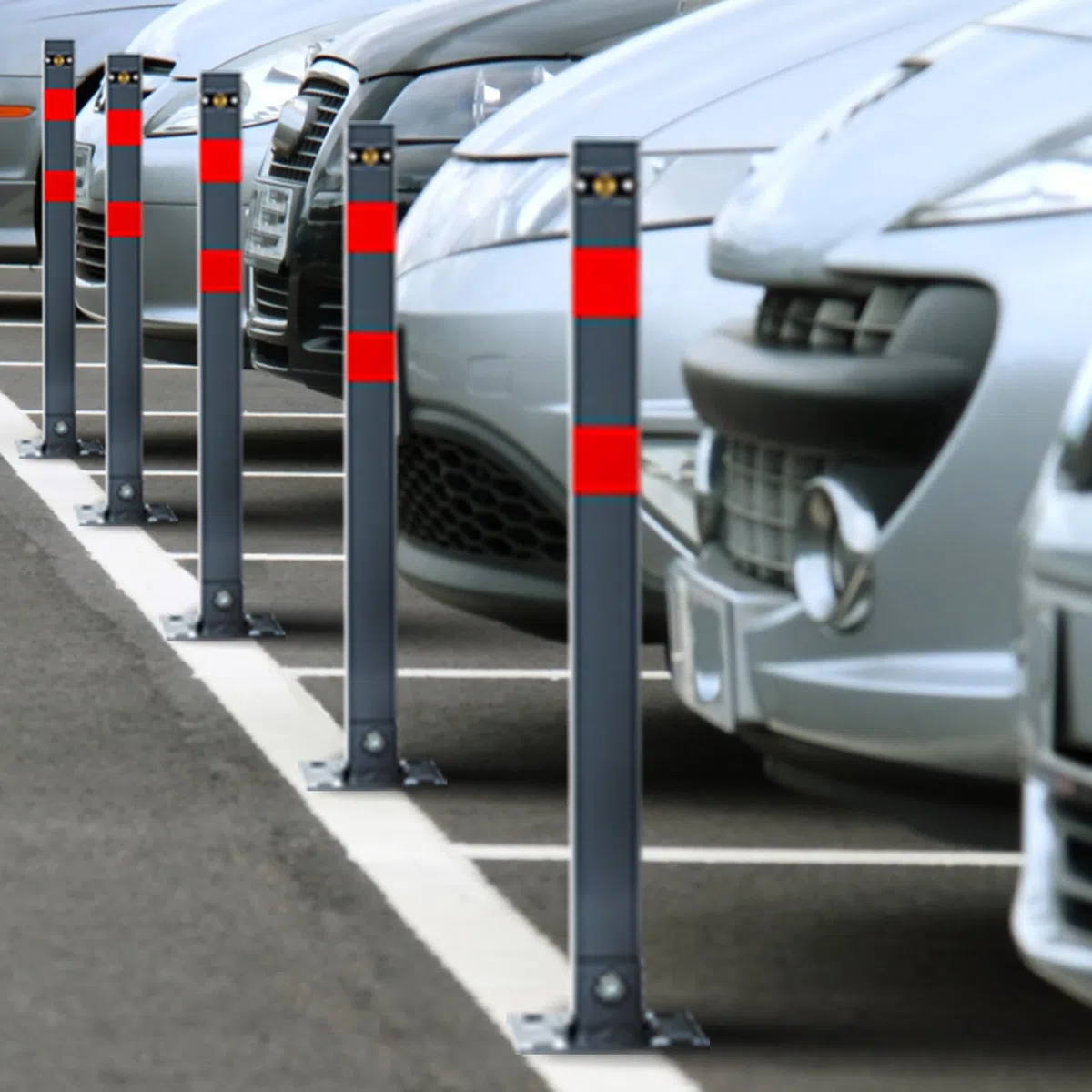 Eulenke 2X dissuasore parcheggio, pieghevole Parcheggio Barriera, Barriera Parcheggio con chiavi e strisce riflettenti, Facile da Installare blocco parcheggio, Palo Dissuasore Anti Altezza 67cm