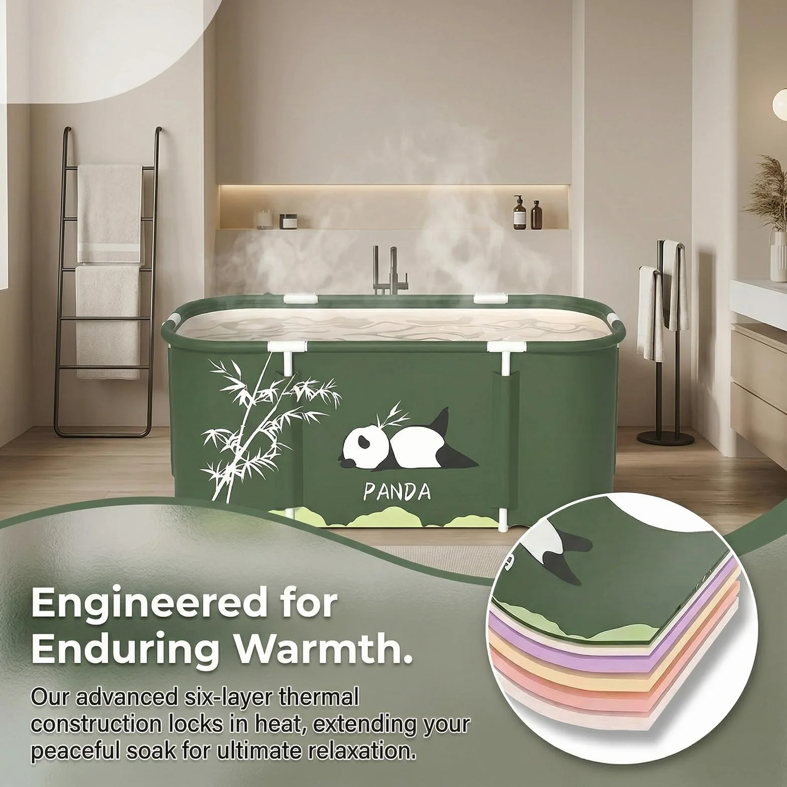 Vasca da bagno pieghevole 115 x 60 x 50 cm, mobile vasca da bagno per doccia, portatile, rimovibile, per bagno caldo e bagno di ghiaccio, per adulti