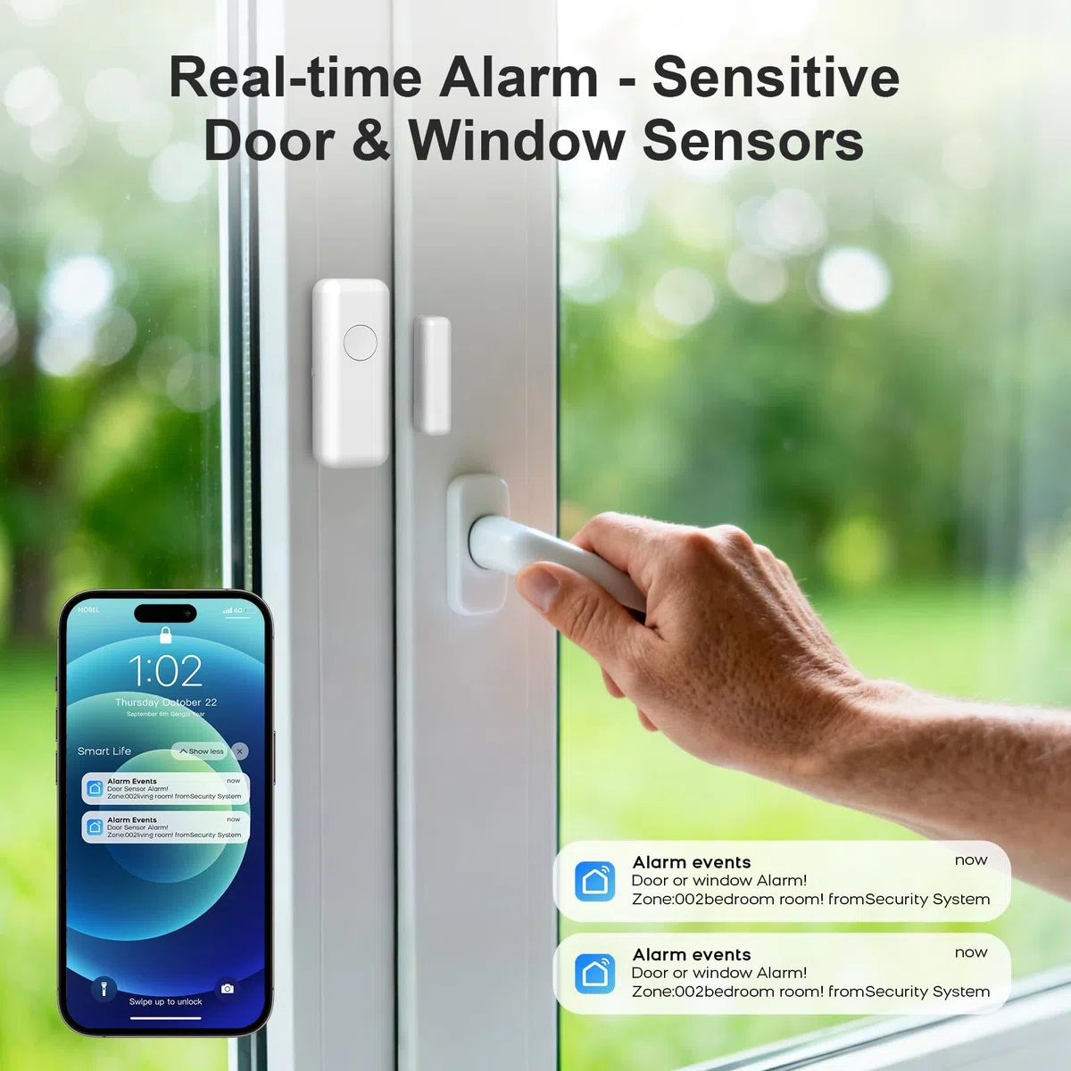PGST Sistemi di Sicurezza Casa Intelligenti,Sistema Allarme Porta Wifi con Sensore Finestra,Rilevatore Movimento,Controllo Remoto App Tuya,Compatibile con Alexa e Google per Appartamento