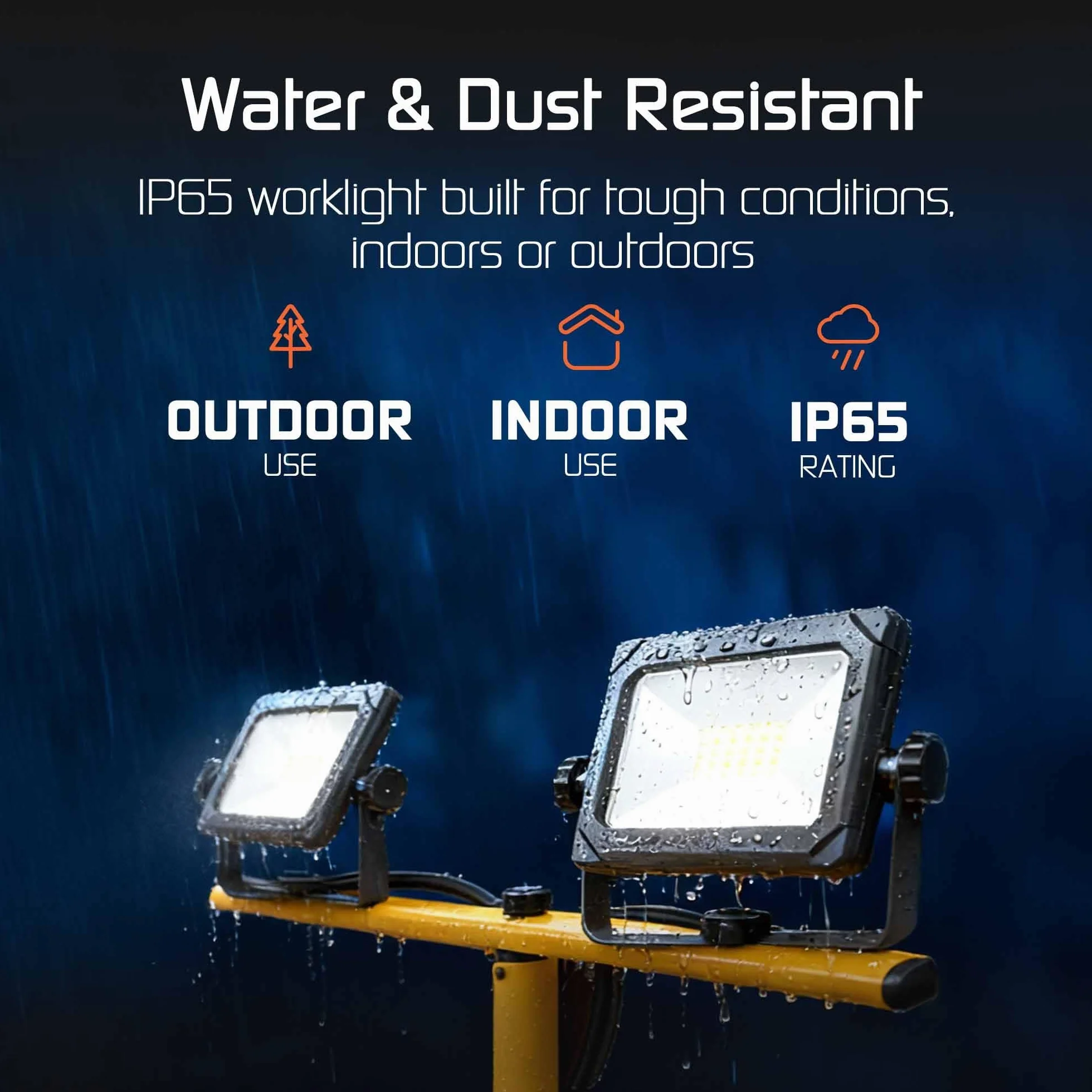 Ledvion - Faro LED su Treppiede 2x20W, 4000 Lumen, 6500K Luce Giorno, Impermeabile IP65, Lampada da Lavoro Doppia Regolabile per Interni ed Esterni, Lampada da Cantiere, Orientabile, Portatile