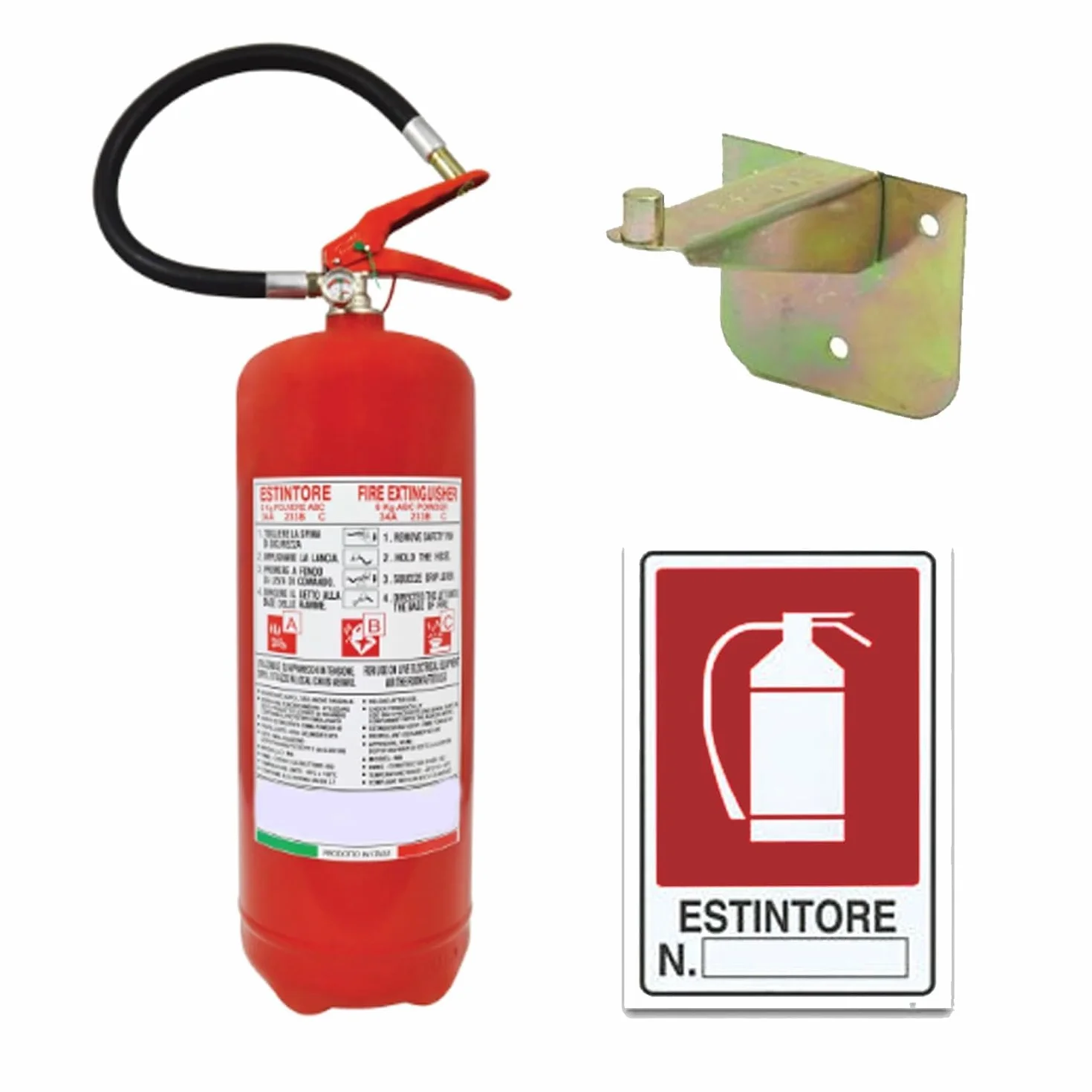 Estintore Polvere 6 KG - ANNO: 2026 + MANUALE USO E MANUTENZIONE - CERTIFICATO E OMOLOGATO A NORMA DI LEGGE + STAFFA E CARTELLO - Soluzione Sicurezza Antincendio Professionale (2)