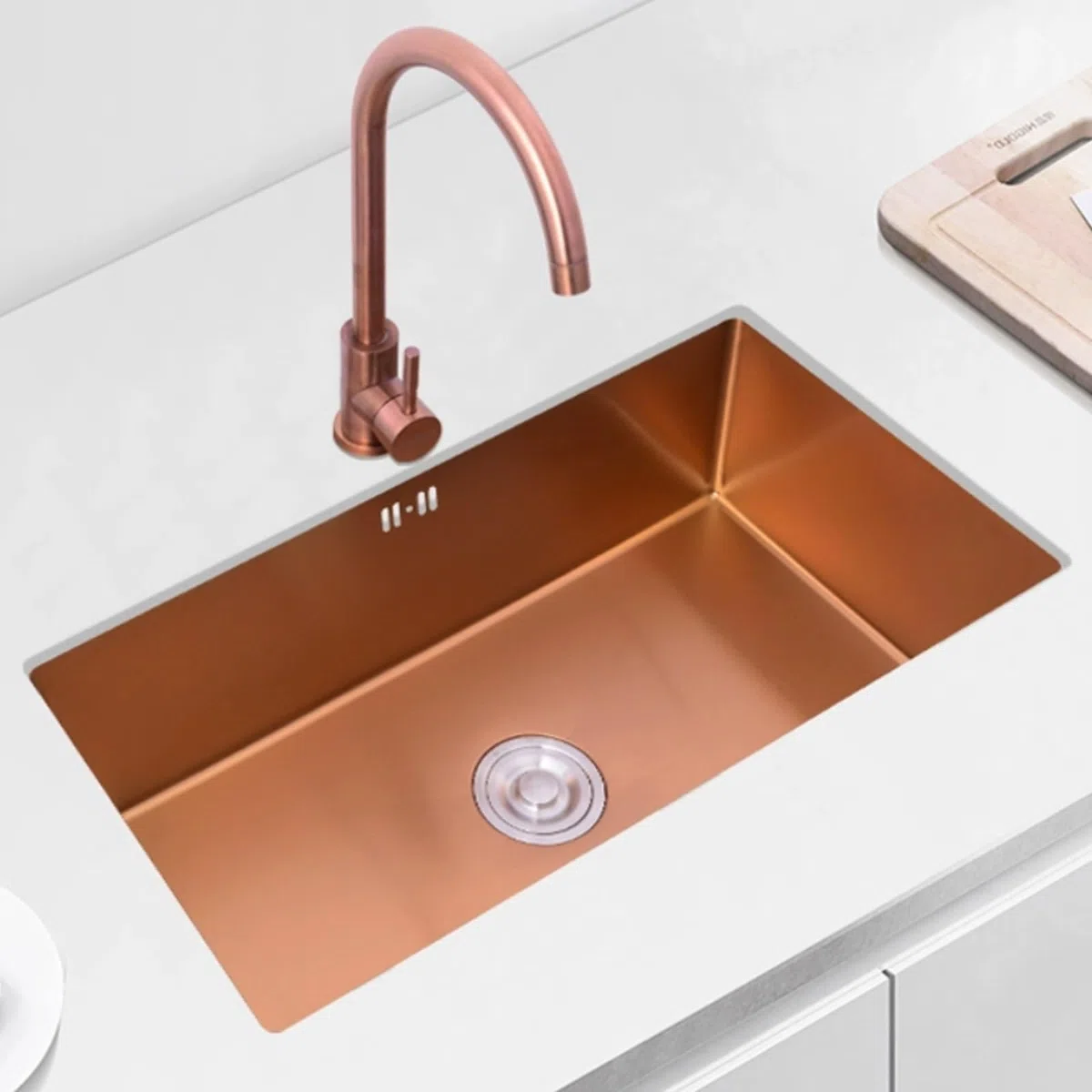 Lavello Da Cucina In Acciaio Inox A Vasca Singola Per Installazione Su Cavalletto/Fuori Cavalletto, Include Accessori Per Il Lavaggio Delle Verdure, Ideale Per L'Arredamento Del Bagno, Oro Rosa 60*40