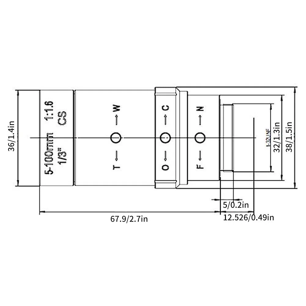 Obiettivo CCTV da 5-100 mm, obiettivo CCTV con zoom 1.3MP Attacco CS Apertura manuale Obiettivo HD in lega di alluminio per telecamera di sicurezza CCTV Bassa distorsione Alta compatibilità