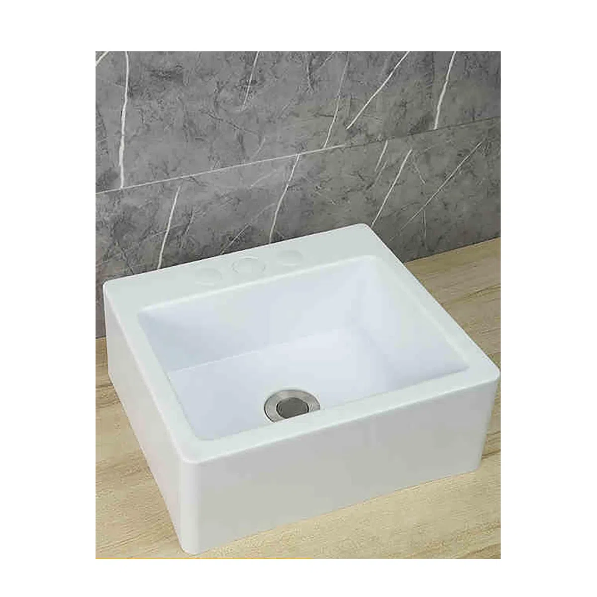 Bianco Lavello Quadrata, 33.5x29x13cm/13x11.4x5inch Lavatoio Lavapanni Monoblocco in Resina PP, Lavello Angolare da Bagno per Lavanderia Garage Bagno Guardaroba WC 75cm Conduttura Fognaria