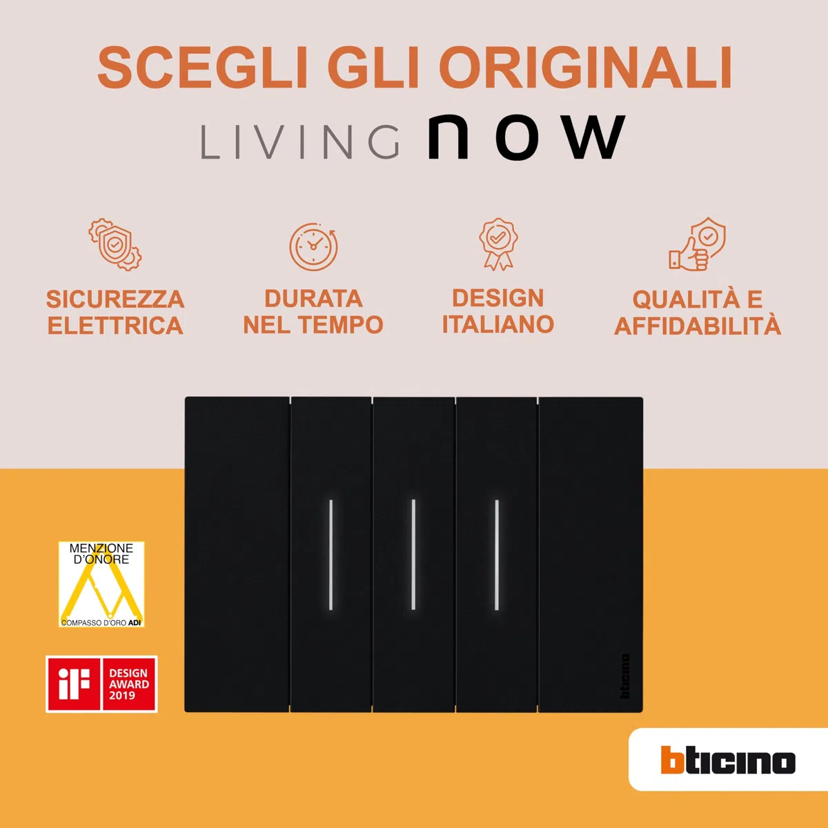 BTicino K4027C Living Now Comando Tapparella Connesso, 1 modulo