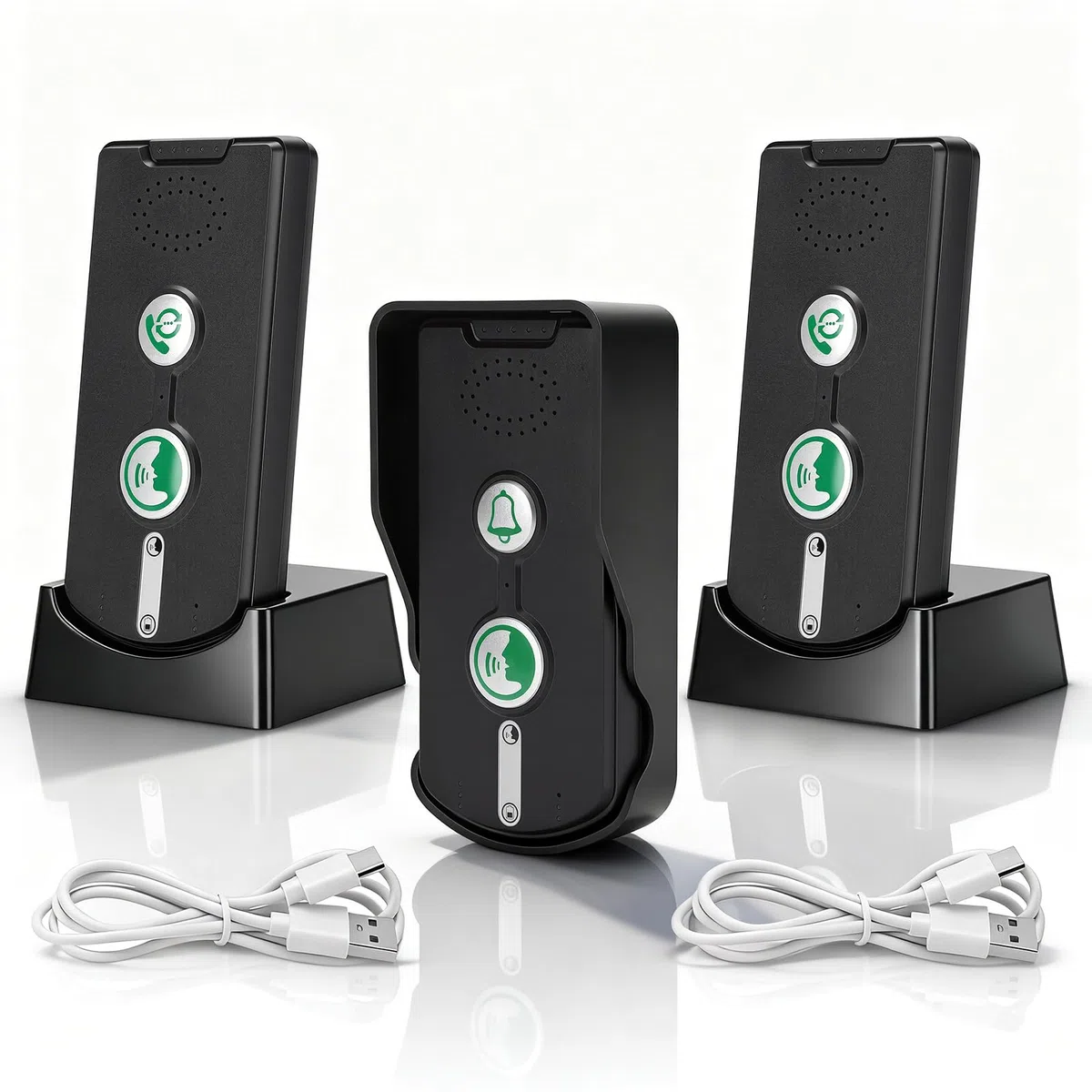 3 Pezzi Campanelli Interfonici Senza Fili, Interfono Vocale Bidirezionale 500M, Wireless Campanello a Lungo Raggio Impermeabile con luce indicatore e lunga durata, per Casa Ufficio Hotel