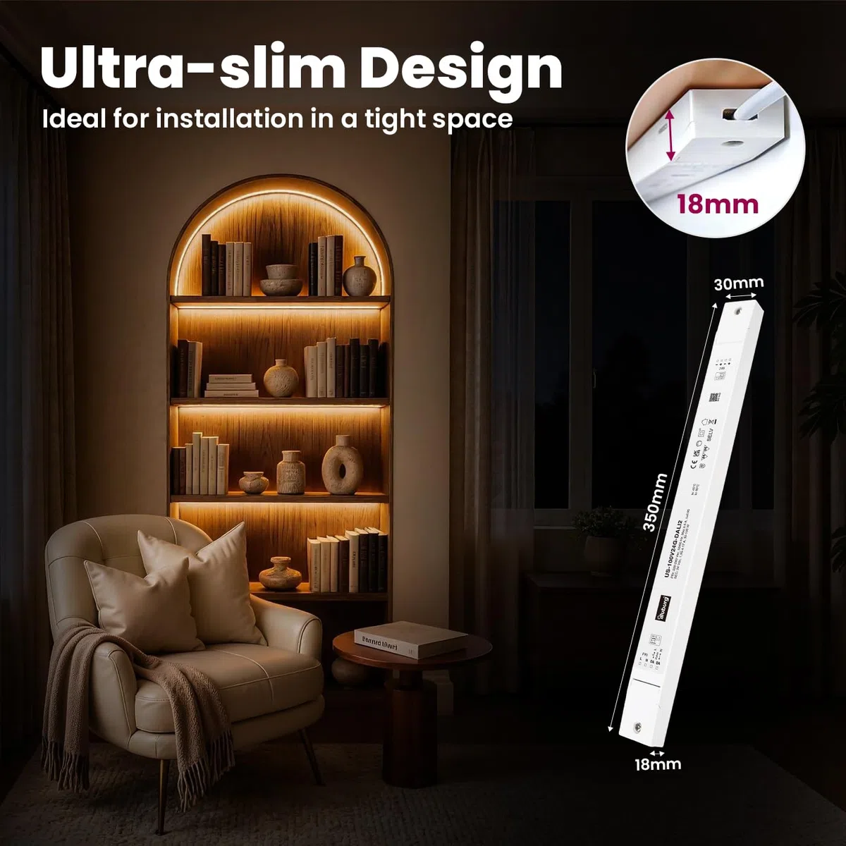 Trasformatore LED 24V 30W - 100W Dimmerabile DALI PUSH Sottile per Strisce LED Alimentatore Driver Power Supply