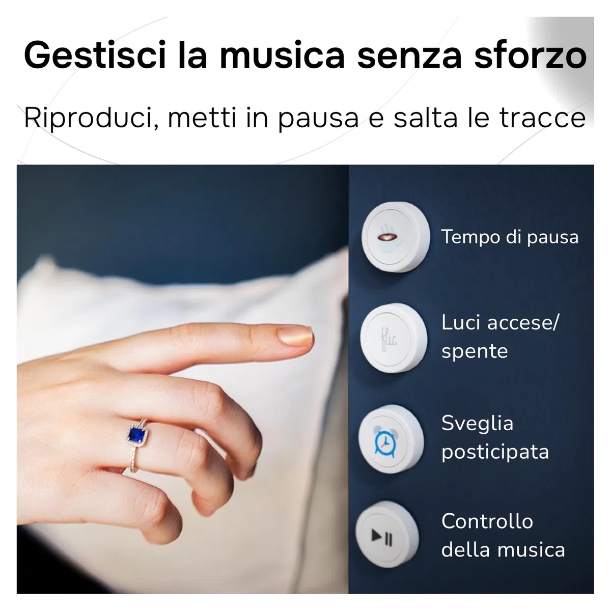 Pulsante Flic Bianco – Confezione da 3: Controlla luci, musica e altro con pressione, doppia pressione, mantenimento. Compatibile con Alexa, HomeKit, Matter. Configurazione via app, Bluetooth/Wi-Fi.