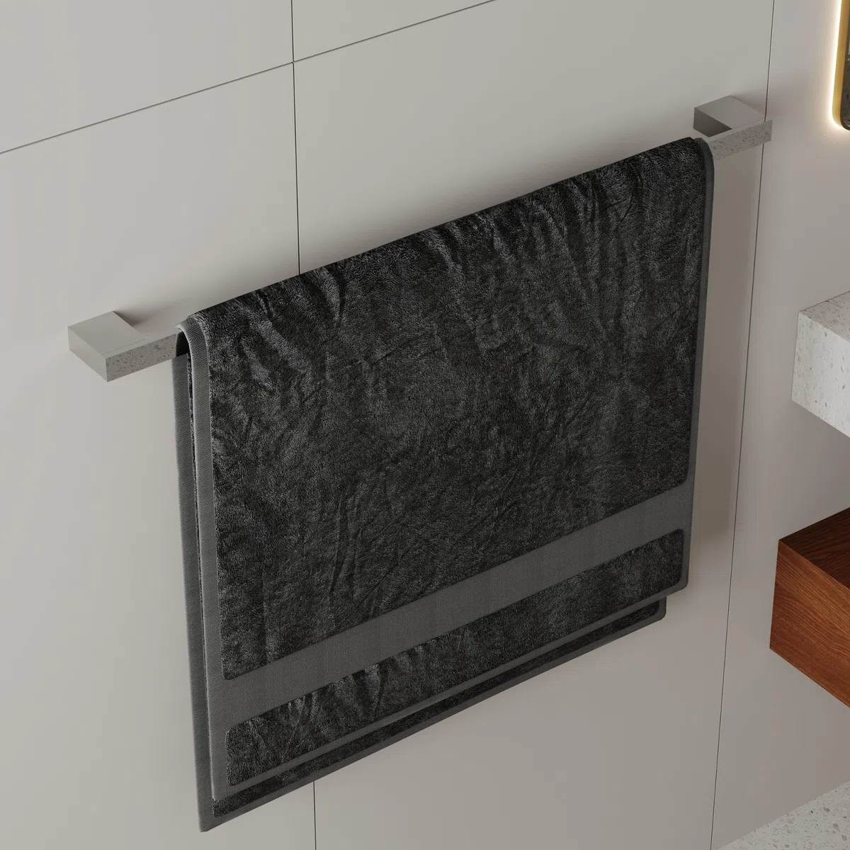 kalb | Portasciugamani Lenn in alluminio extra lungo (80 cm) per parete, doppio fissaggio, bagno e lavabo, nero o cromato, portasciugamani (cromato)