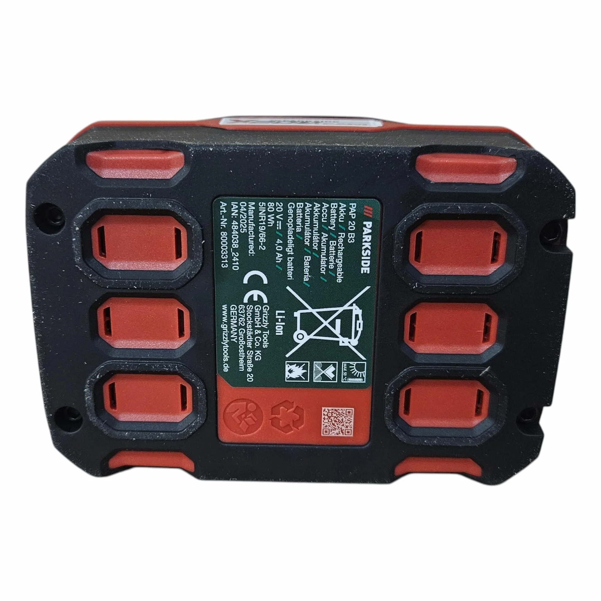 Batteria da 20 V Capacità 4 AH Parkside per apparecchi serie X20VTeam PAP20A3, grande capacità, originale, solo per X20 Vteam