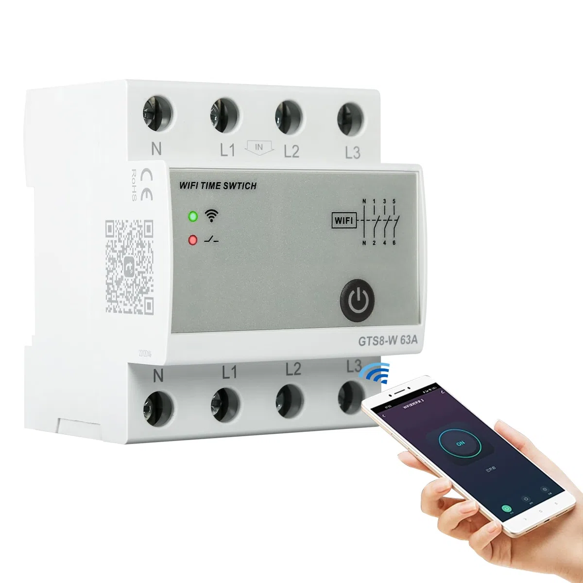 Interruttore wifi Interruttore smart Interruttori Tuya controllato timer intelligente 220V relè wifi dispositivi Smart Life GTS8 W (4P 63A top feed)