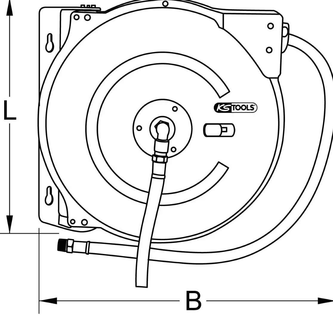 KS Tools 515.3445 Avvolgitubi per aria compressa automatico, Ø 13 mm x 15 m