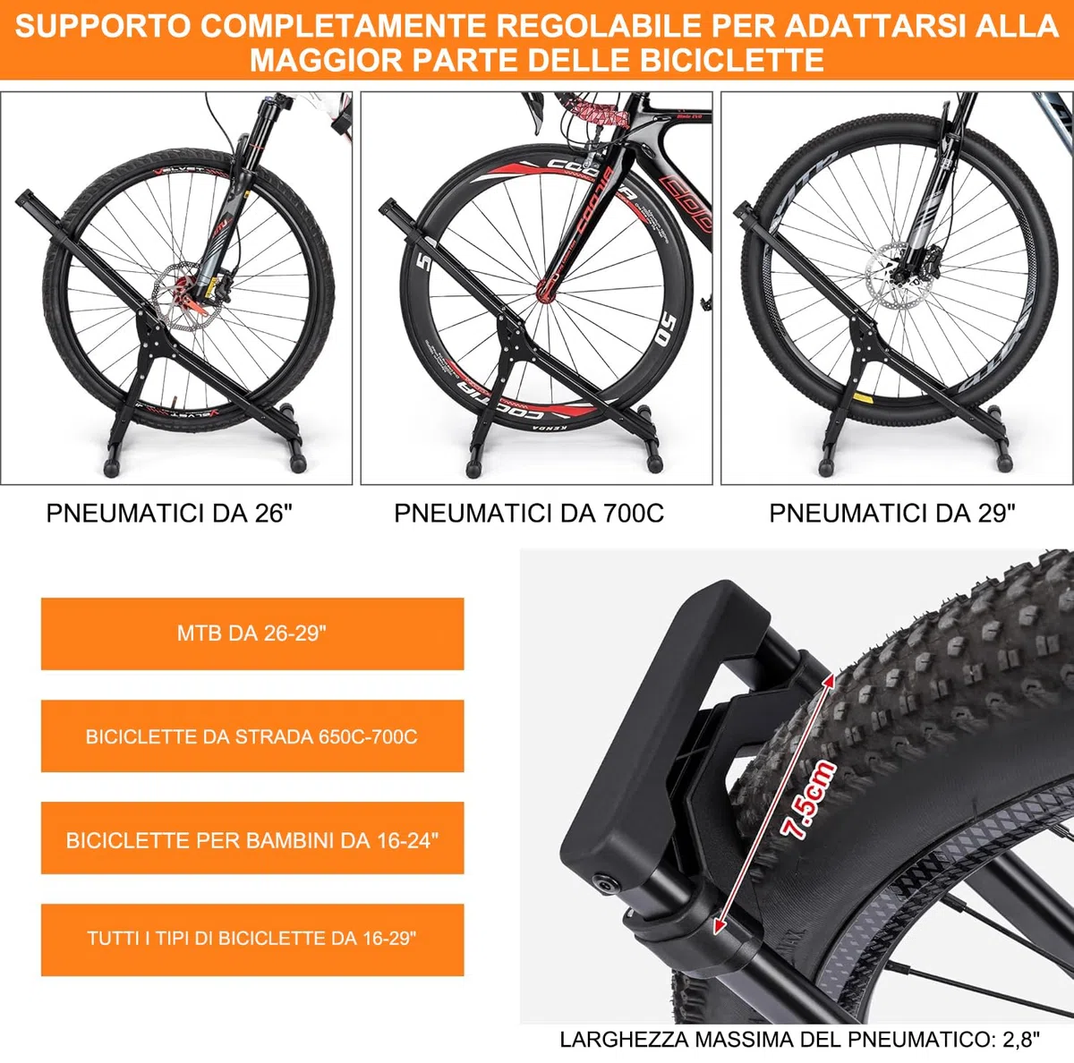 CXWXC Supporto per bicicletta da 20" a 29" e 730C MTB, pieghevole per bicicletta da corsa, per interni ed esterni (S101) (1, M)