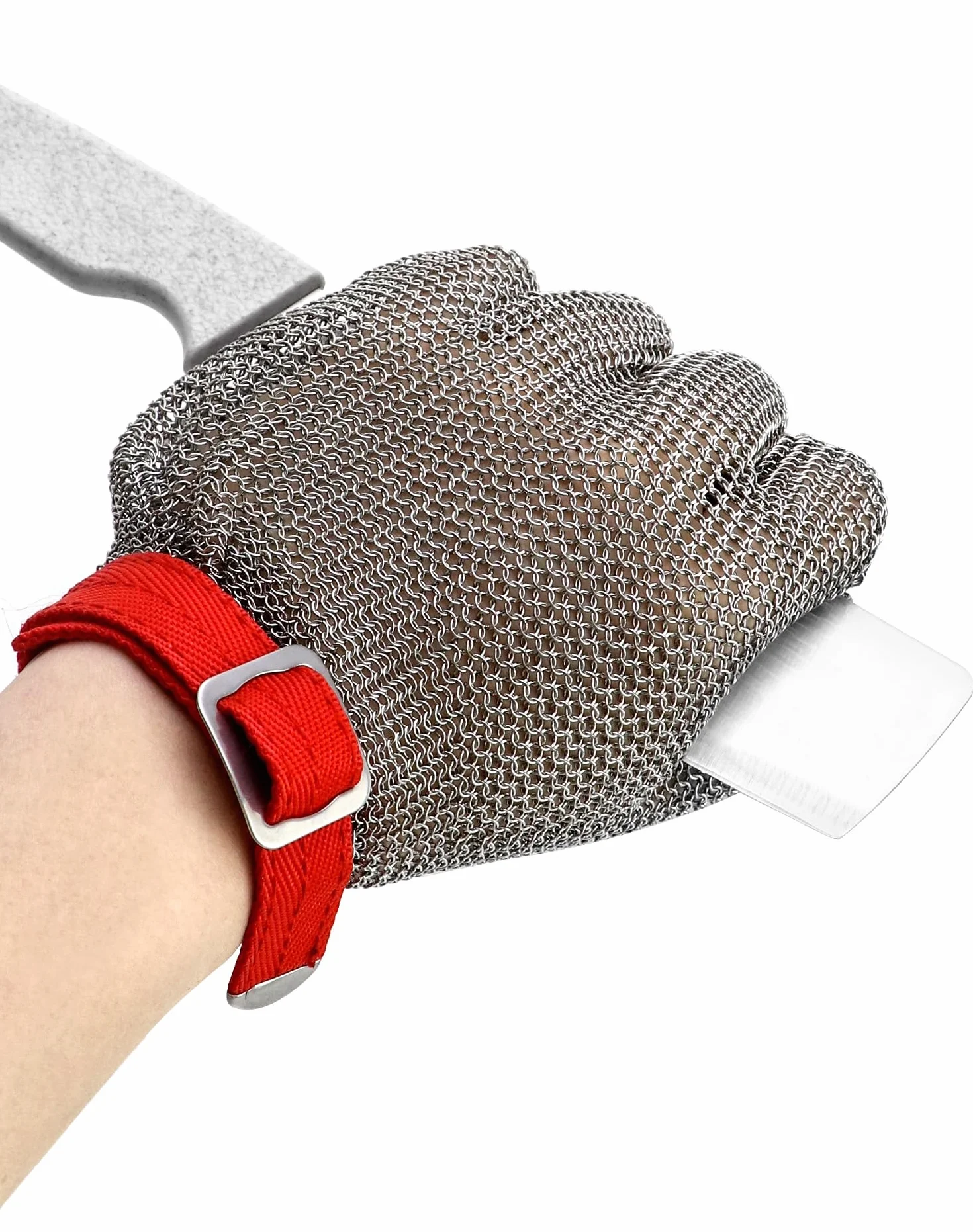 QWORK® Guanti Antitaglio - Protezione di Livello 5 - Acciaio inossidabile 316L - Guanti da Lavoro Alte Prestazioni per Cucina, Giardino e Falegnameria (M, 1 Pezzo)