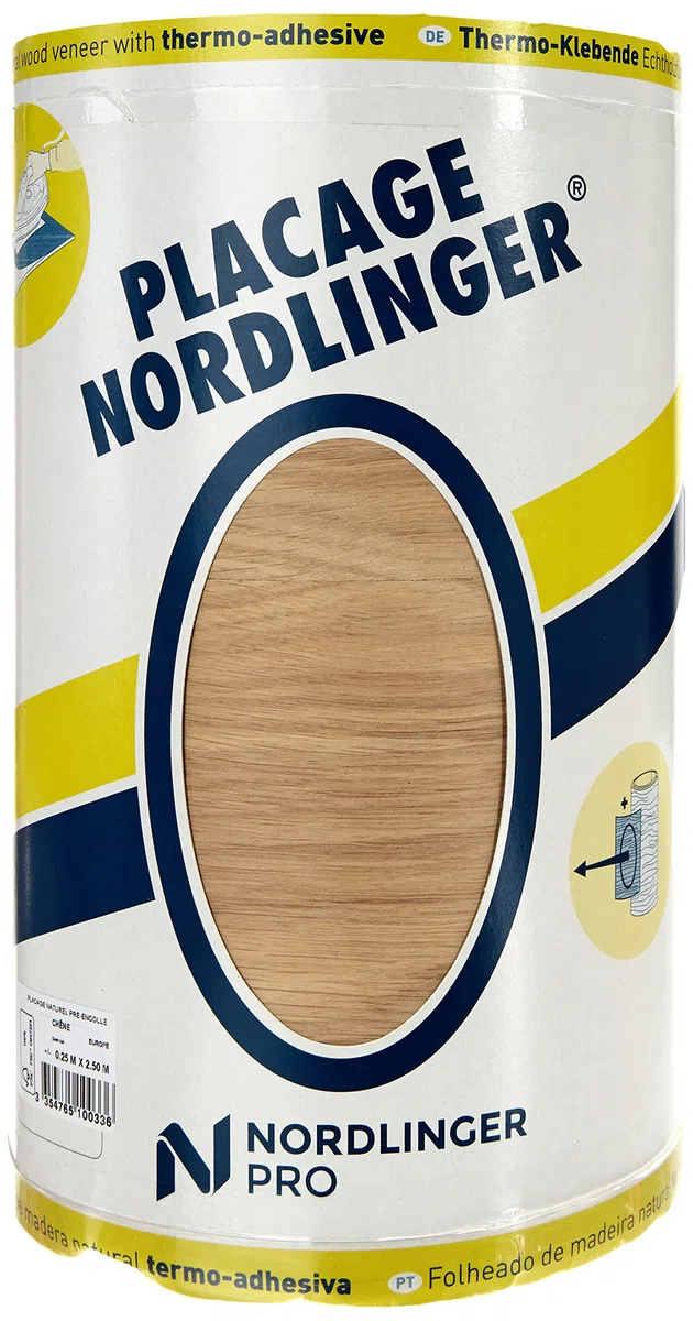 Nordlinger Pro Impiallacciatura legno pre-incollata rovere Nordlinger Pro, foglio di legno 25 x 2,5 ml, posa termoadesiva, legno FSC misto
