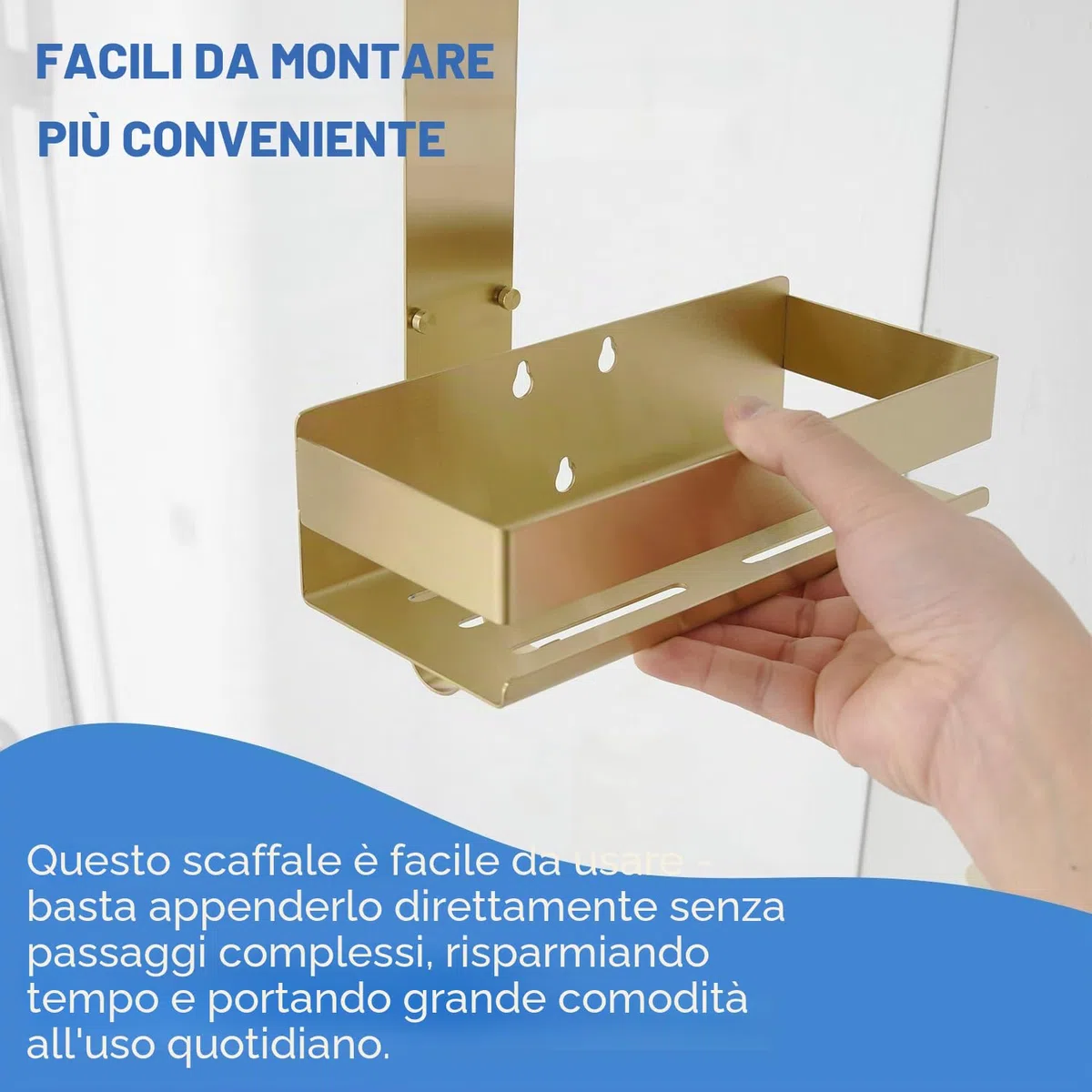 Mensola da Doccia SUS304 per Appendere Oro Mensola da Doccia Senza Foratura in Acciaio Inox per Shampoo e Gel Doccia