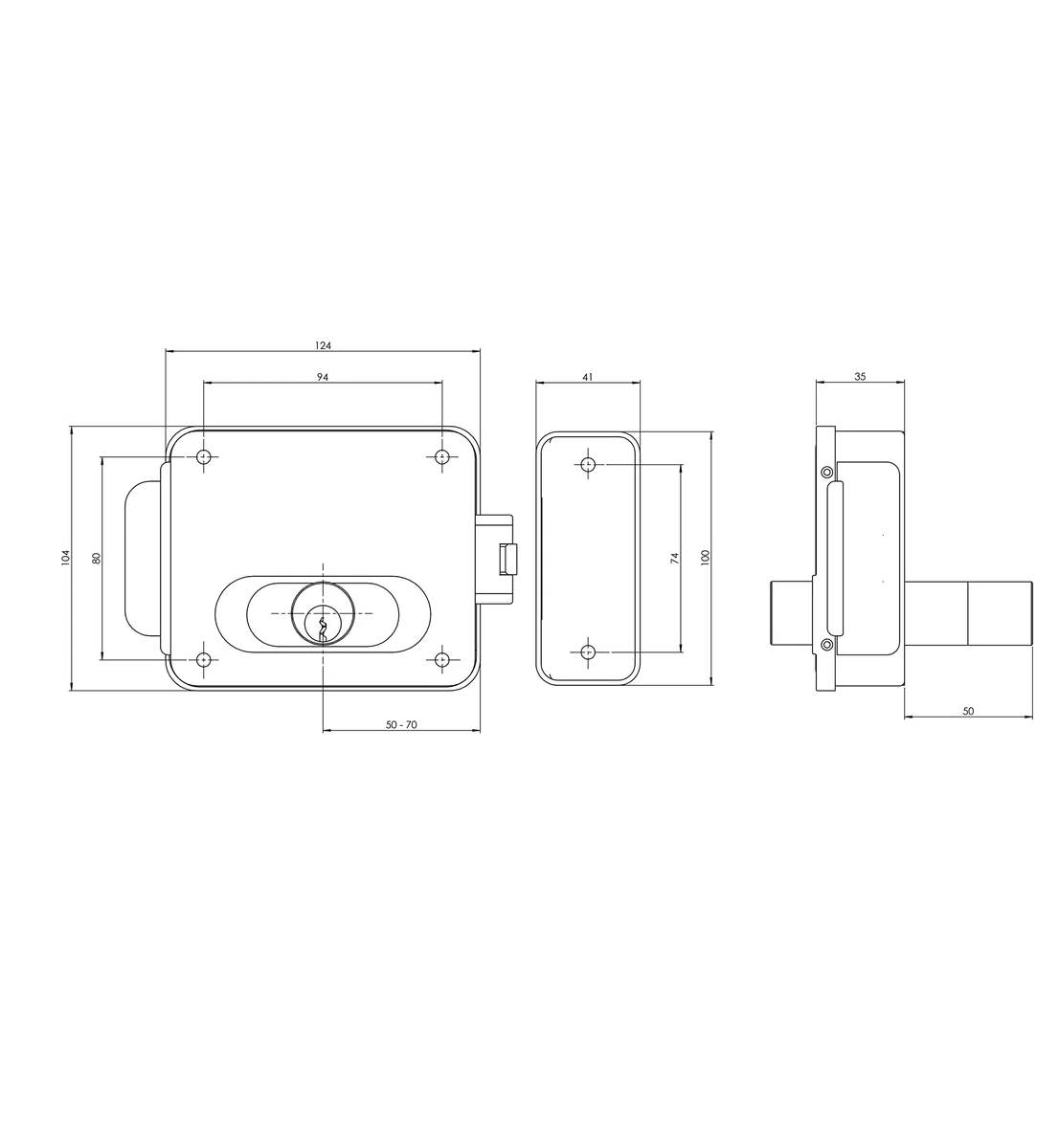 ASSA ABLOY CORNI Serratura elettrica da applicare per cancelli NF5011/1Z reversibile, acciaio zincato, entrata regolabile 50-70 mm