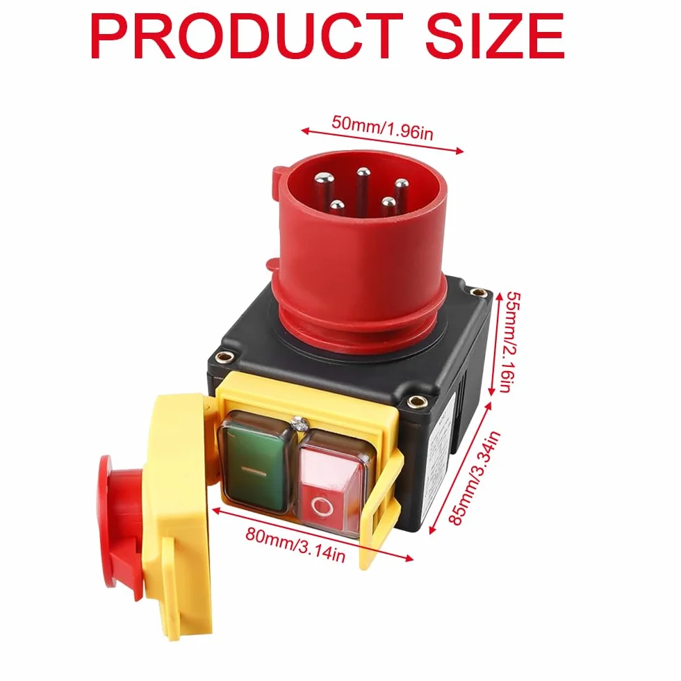 Interruttore Impermeabile 400v, Interruttore di Arresto di Emergenza Trifase con Spina CEE, 400v Interruttore Impermeabile con Spina CEE, Compatibile con KEDU KOA7