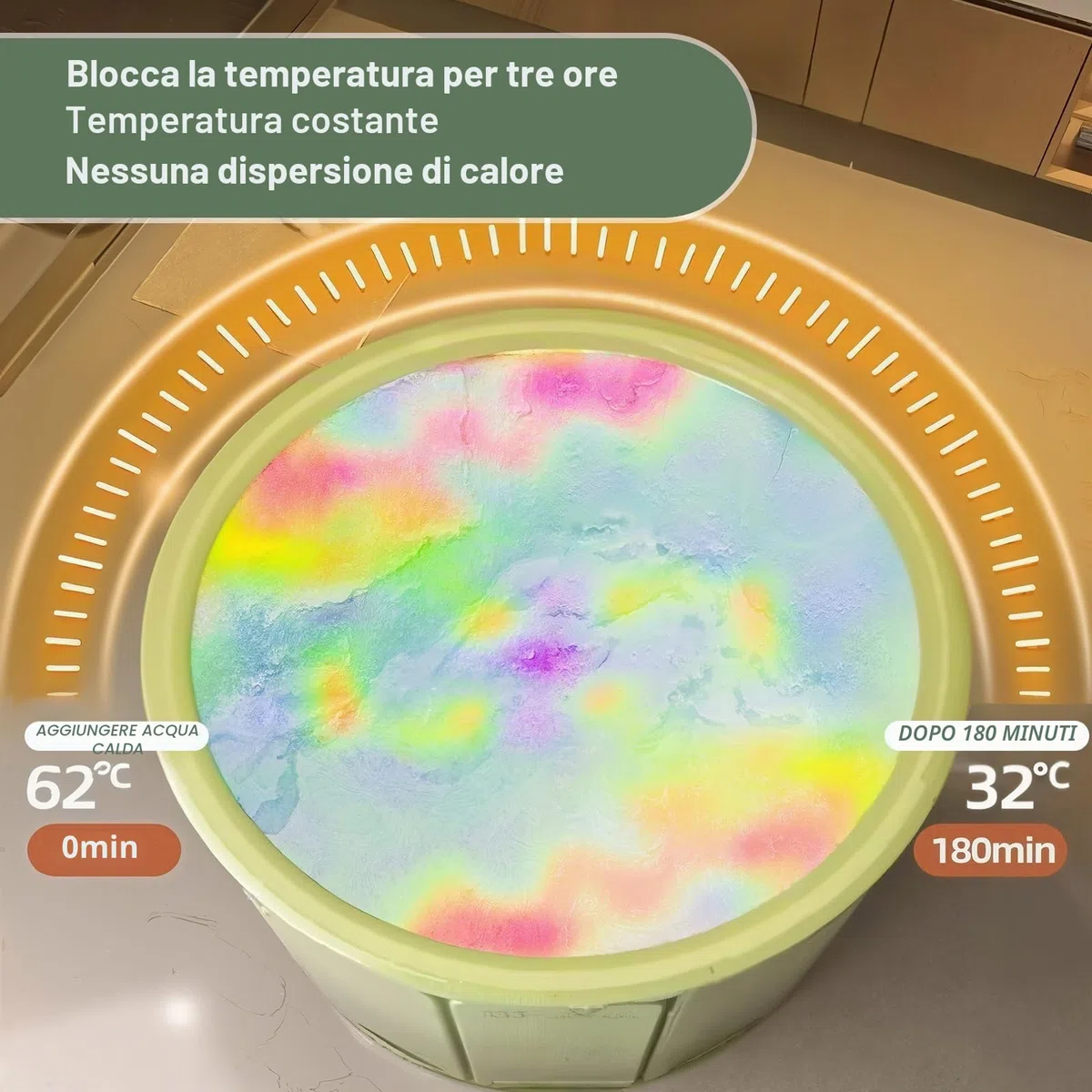 Kiss Me Vasca da Bagno Portatile per Adulti, 65 * 70 cm, Vasca Pieghevole per Adulti, Vasca per Bagno Freddo e Caldo, Vasca Pieghevole con Strato di Isolamento Rinforzato, Vasca da Immersione