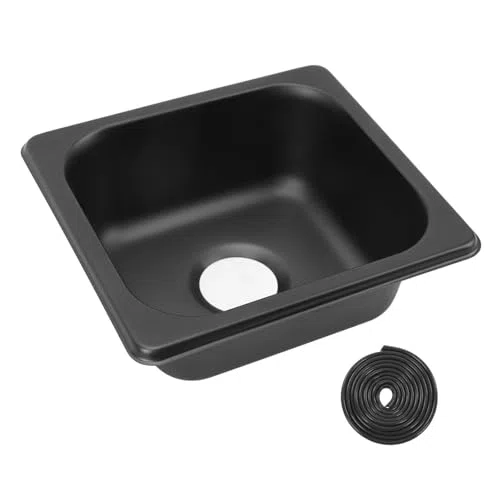 Dpofirs Lavello Cucina per 6,89x6,5x2,76 Pollici, Lavello Bar Nero in Acciaio Inossidabile 304, Lavello Bar Piccolo Elettrolitico per Roulotte Barca