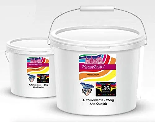 Stucco Veneziano Autolucidante Classico GRASSELLO DI CALCE- MARMORINO 10 COLORI 100% BIO HIGH-QUALITY - 8-25Kg LUCIDO (25 KG, BIANCO)