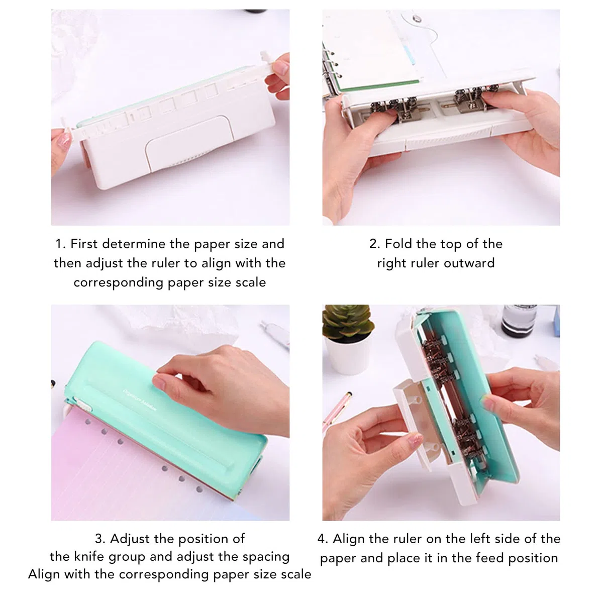Goshyda Perforatrice Regolabile a 6 Fori, Perforatrice per Carta a 6 Fori per Raccoglitori di Pianificatori, per Rilegare A4 A5 B5 A6 A7, con capacità di 10 Fogli