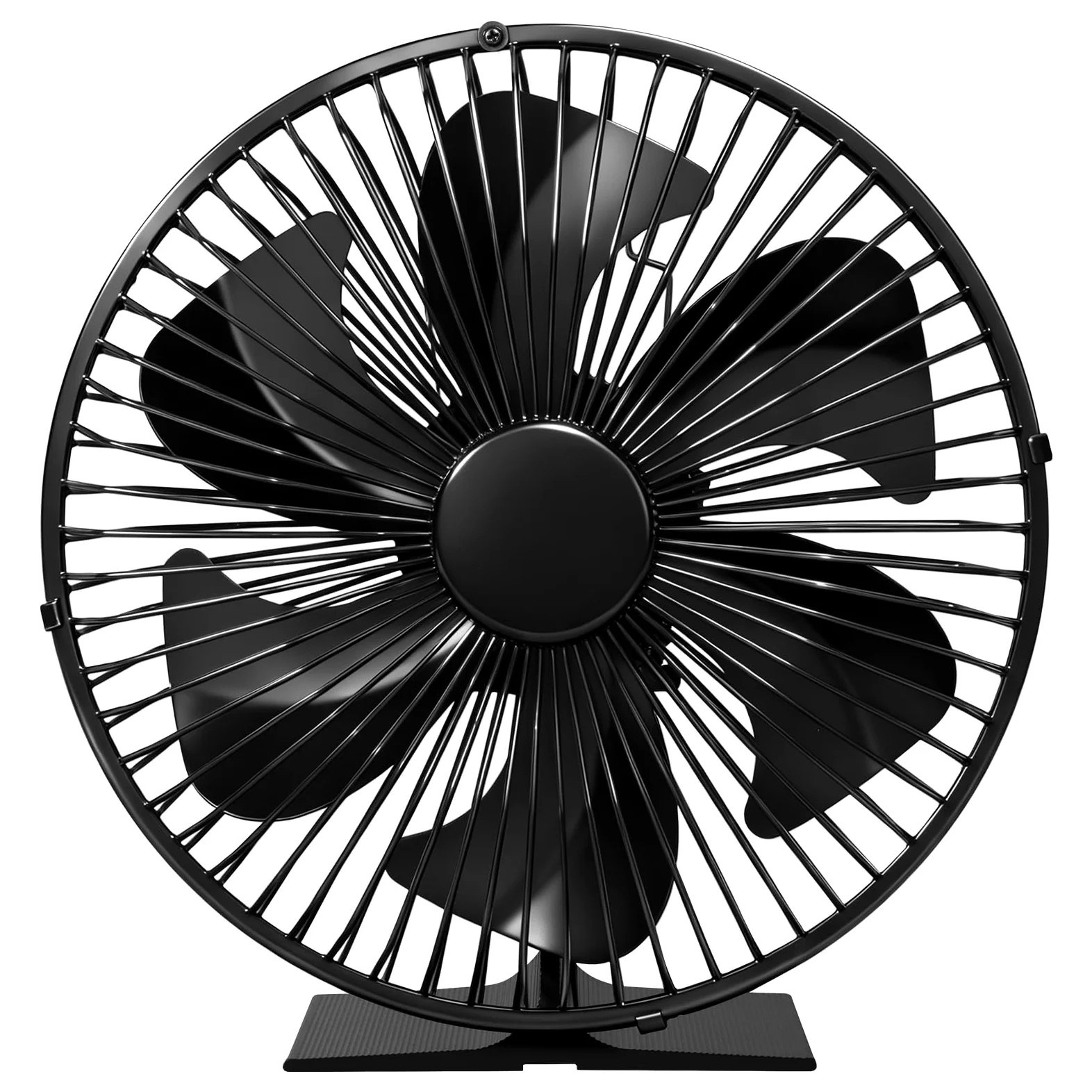 JossaColar Ventilatore per stufa con griglia di protezione, con 6 lame, per camino, per canna fumaria, senza corrente, con termometro magnetico