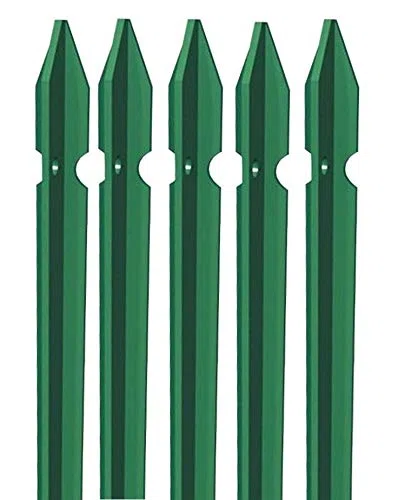 5x PALETTO A T IN FERRO PLASTIFICATO VERDE PALO PER RECINZIONE (225)