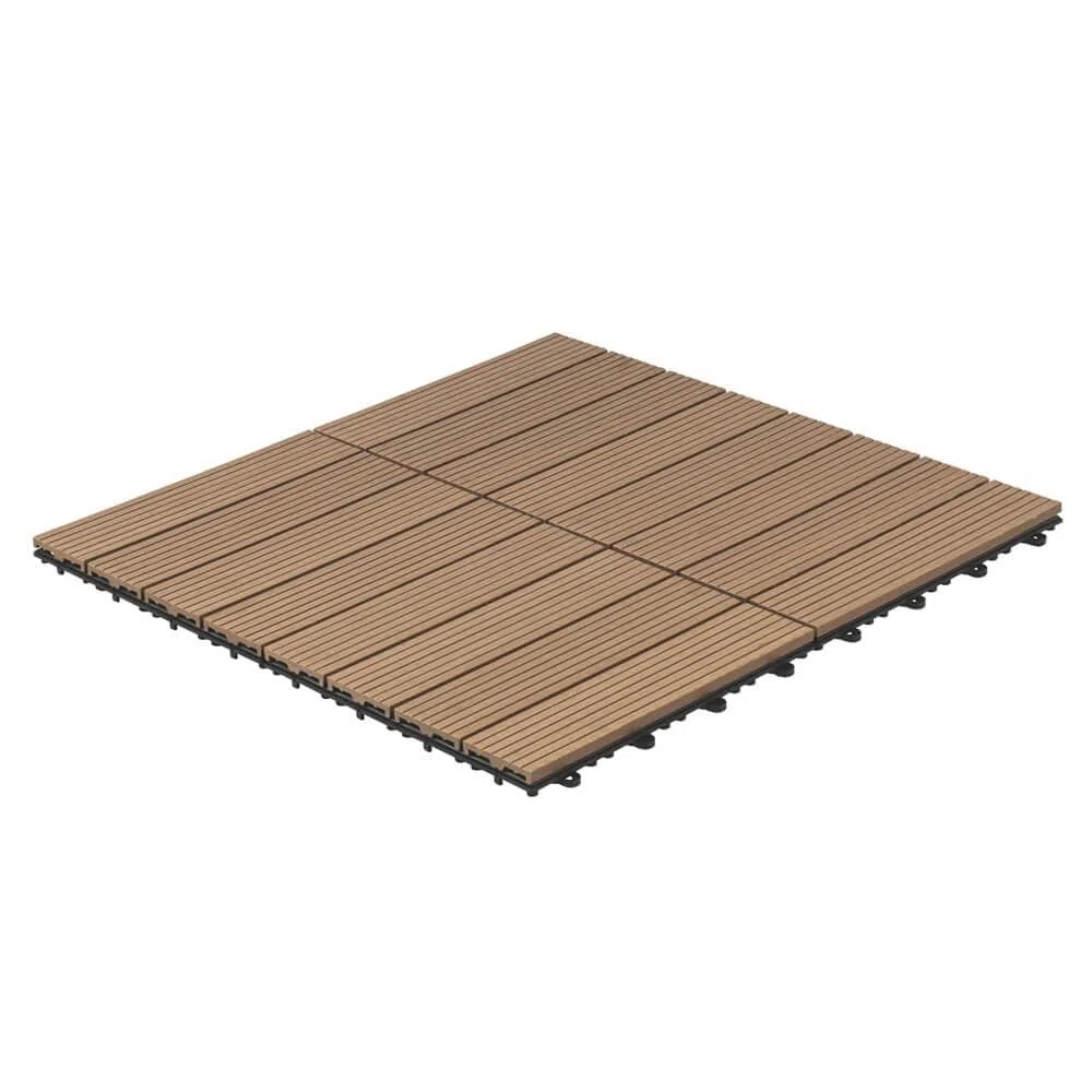 Home Deluxe Piastrelle in legno 'BAVARO' -Colore: tek - Dimensione: 6 m²- Materiale: WPC, Resistente alle intemperie, facile da pulire I Piastrelle in Legno Pavimento