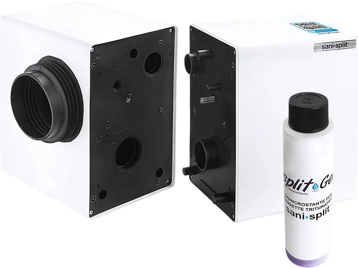 Trituratore WC Maceratore Sanitario SANISPLIT 1 WC Universale Bagno Pompa Scantinato Acque Reflue Water Divisibile Garanzia Italia DEA con Split Gel Disincrostante