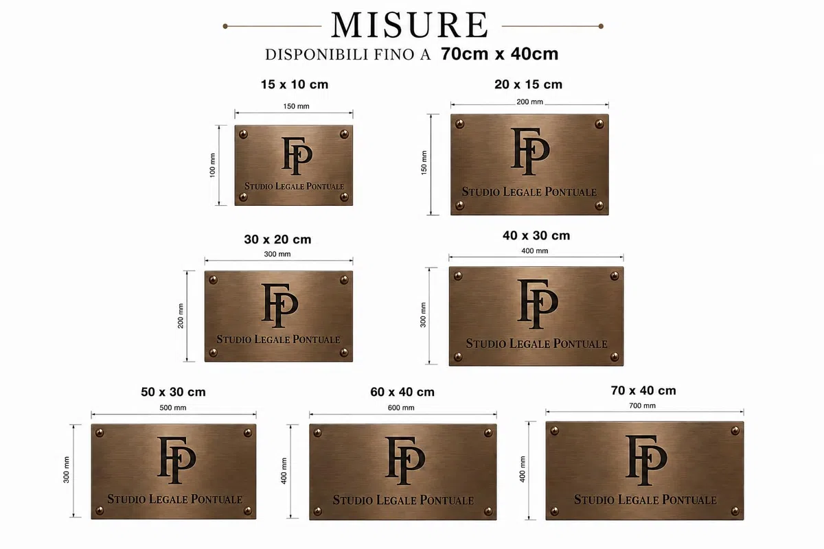 Targa in Ottone Personalizzata Incisa – Targa Professionale per Studio, Porta, Ufficio e Abitazione – Finitura Bronzata Opaca Premium – Personalizzabile con Nome, Logo e Testo – Made in Italy