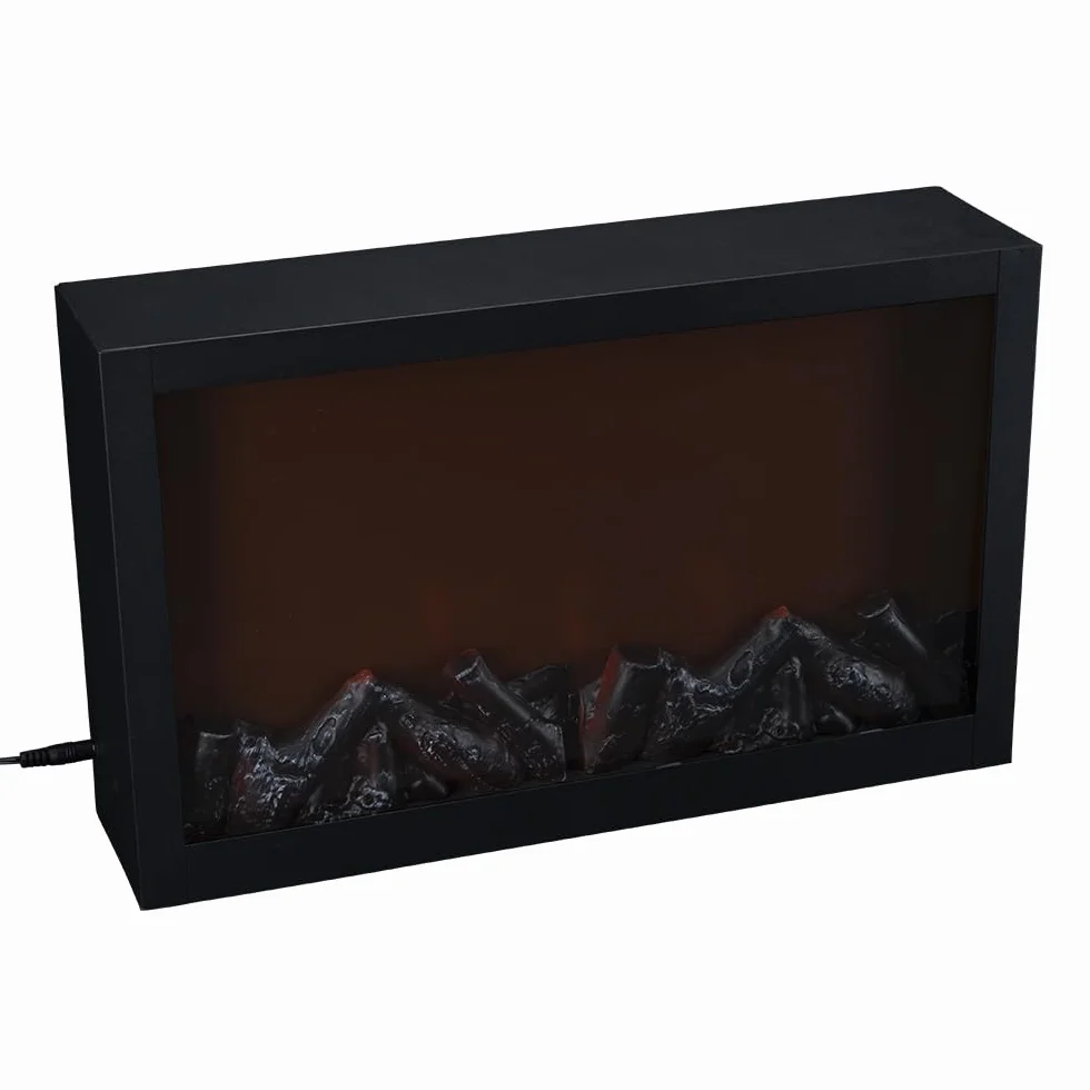 Ideen mit Herz Camino a LED, elettrico, senza riscaldamento, effetto fuoco realistico, 41 x 10 x 25 cm, con funzione timer (6 ore acceso, 18 ore spento)